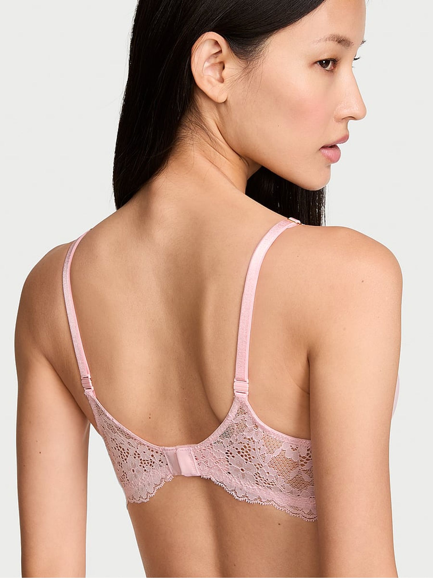 Angel Pink Lace Trim Lightly Lined Demi Bra - Image 2 of 2
