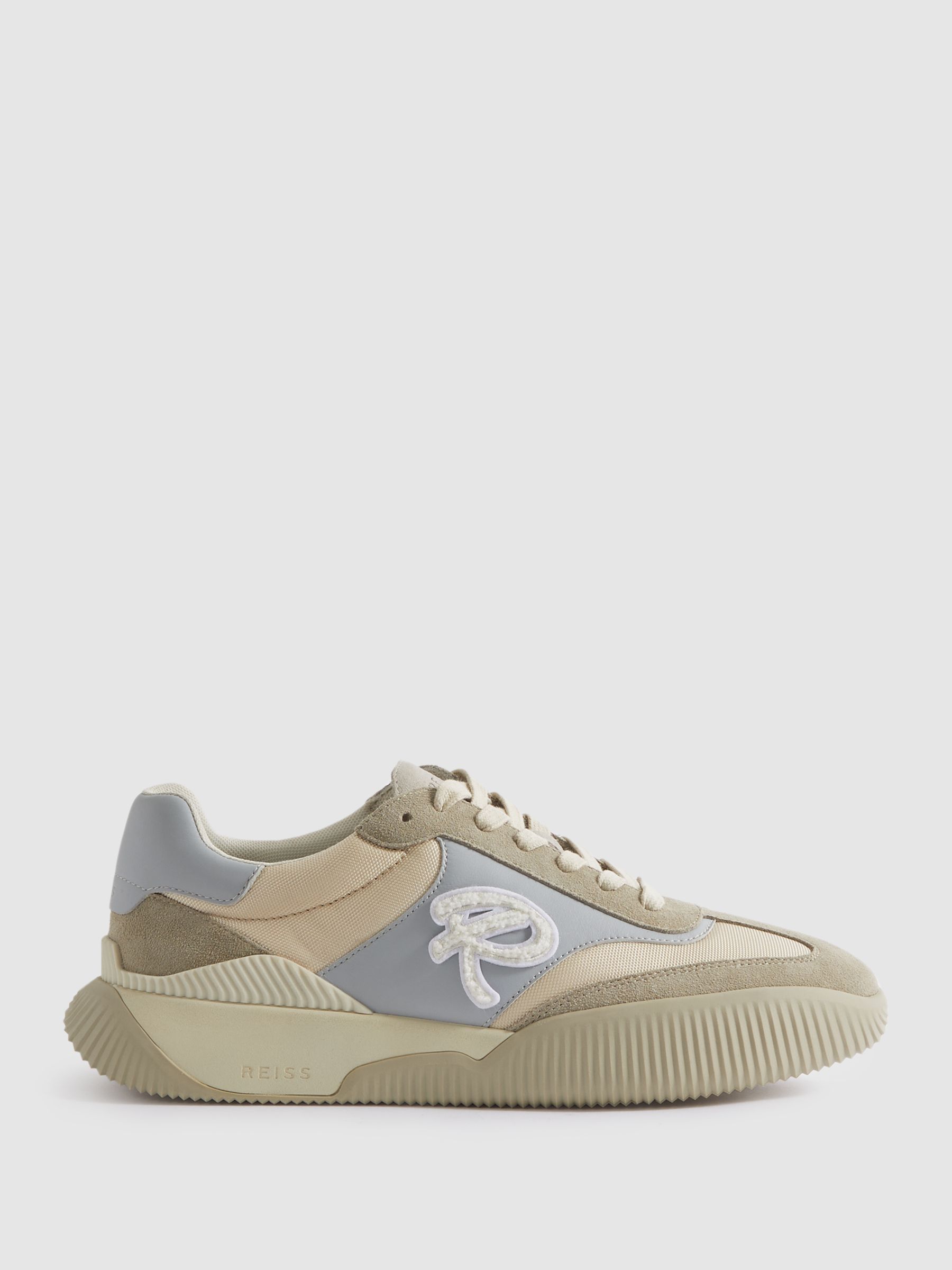 Leather Colourblock Running Trainers in Blue - Image 1 of 5