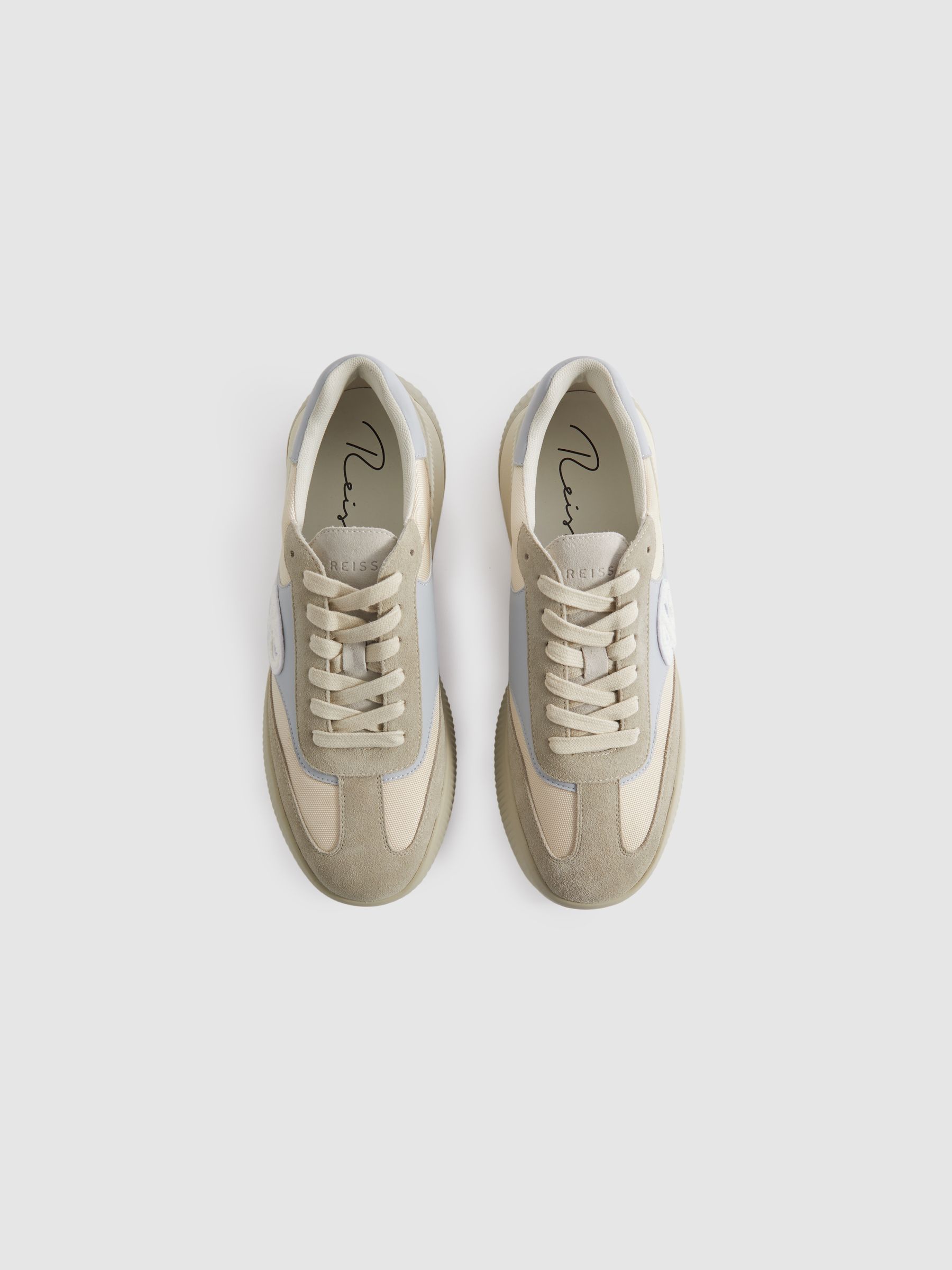 Leather Colourblock Running Trainers in Blue - Image 4 of 5