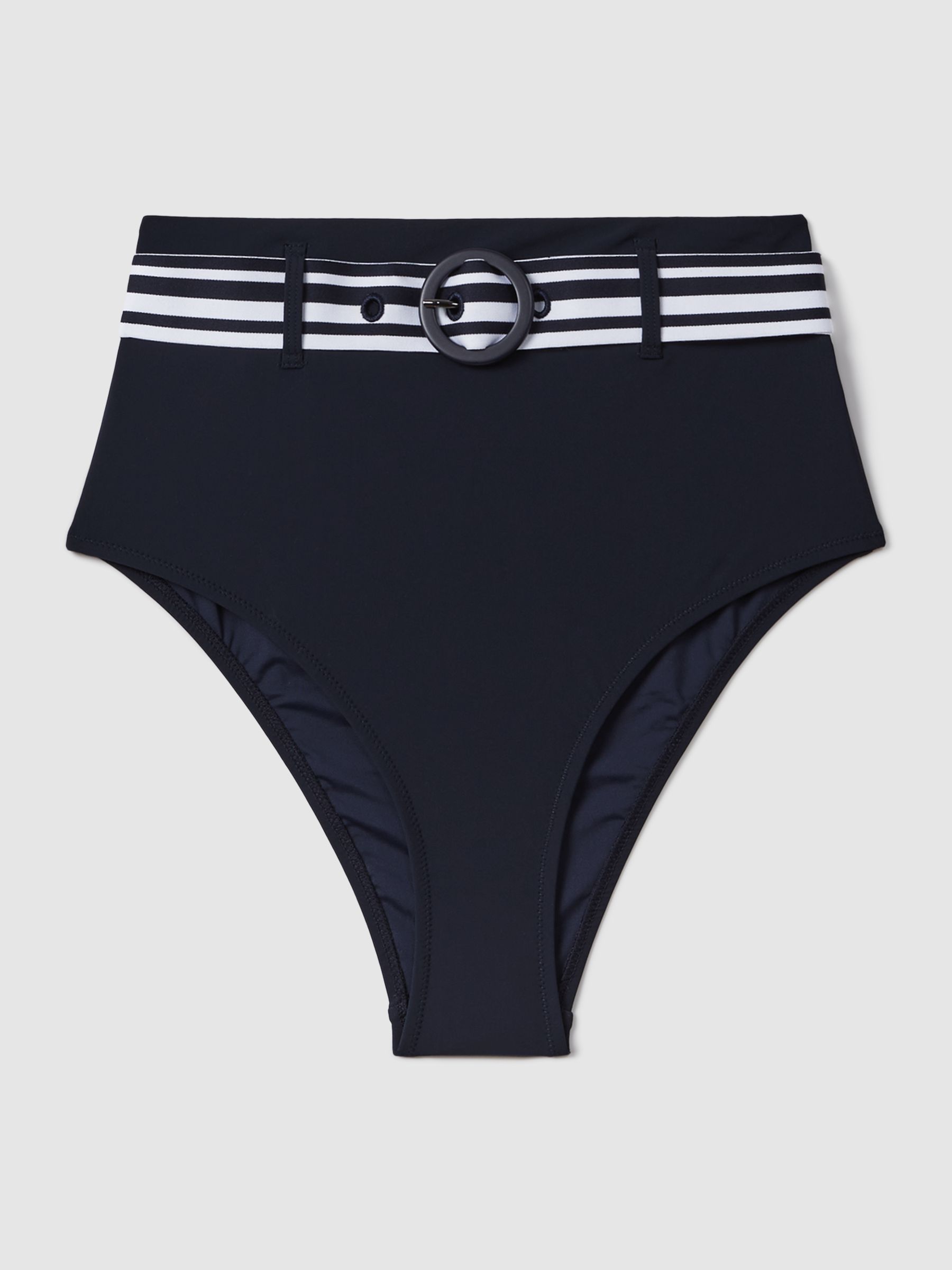 High Rise Belted Bikini Bottoms in Navy/White - Image 2 of 5