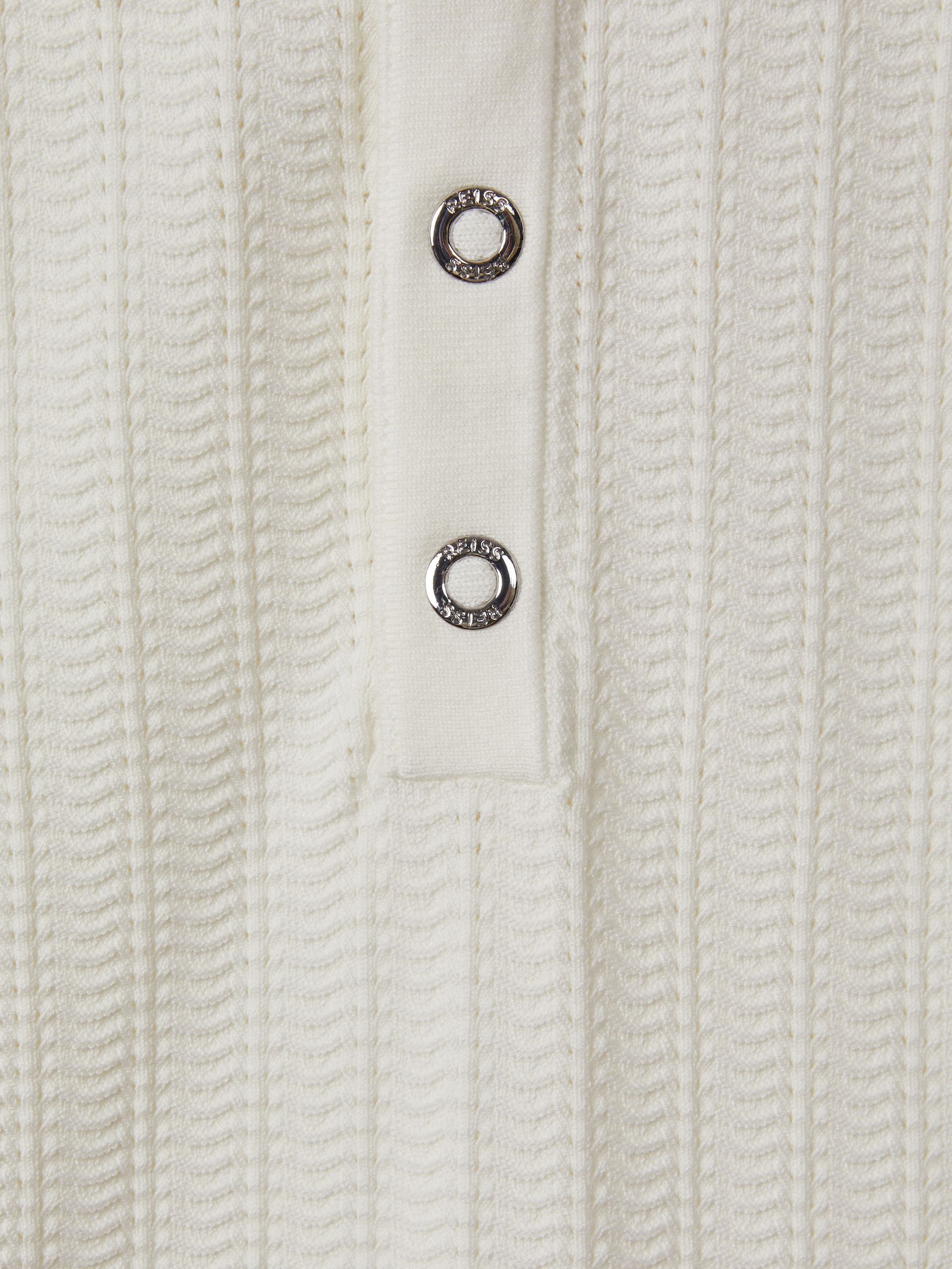 Textured Modal Blend Polo Shirt in White - Image 7 of 7