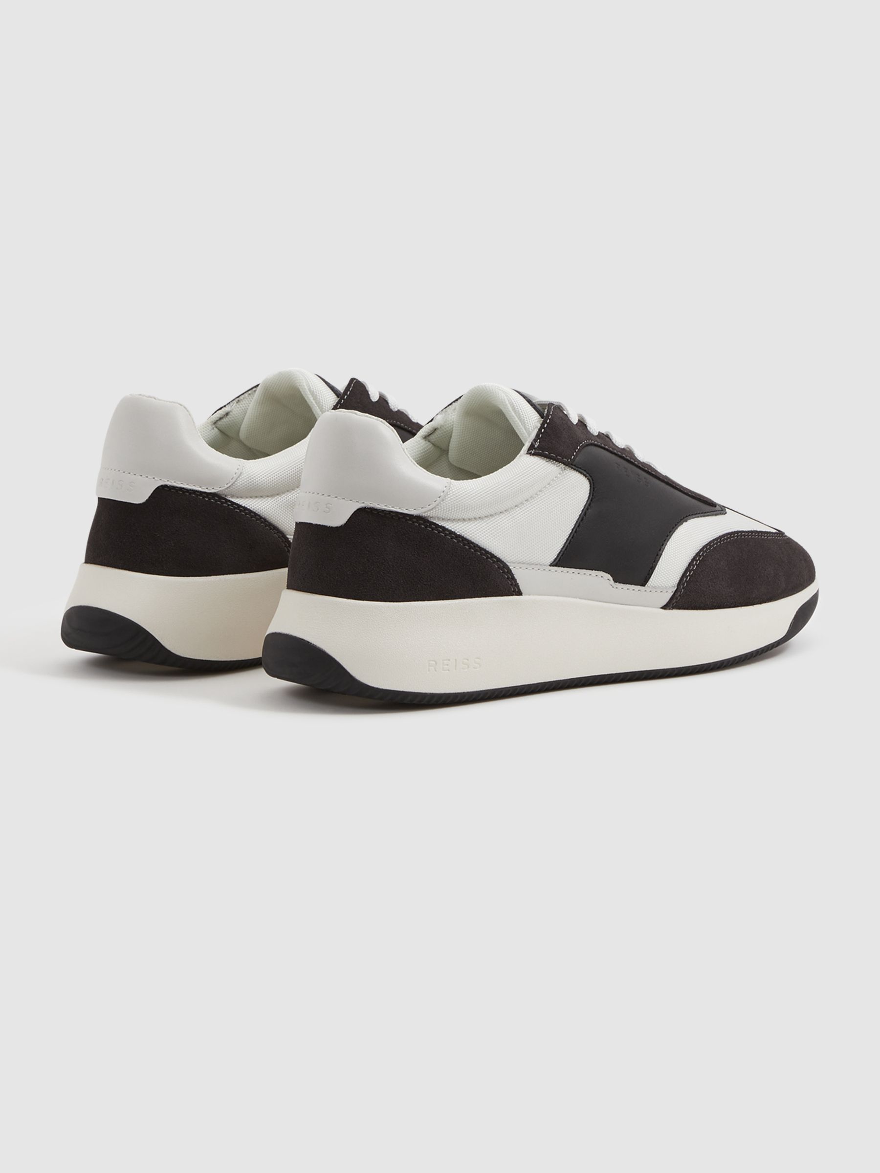 Leather Suede Running Trainers in Charcoal - Image 3 of 5