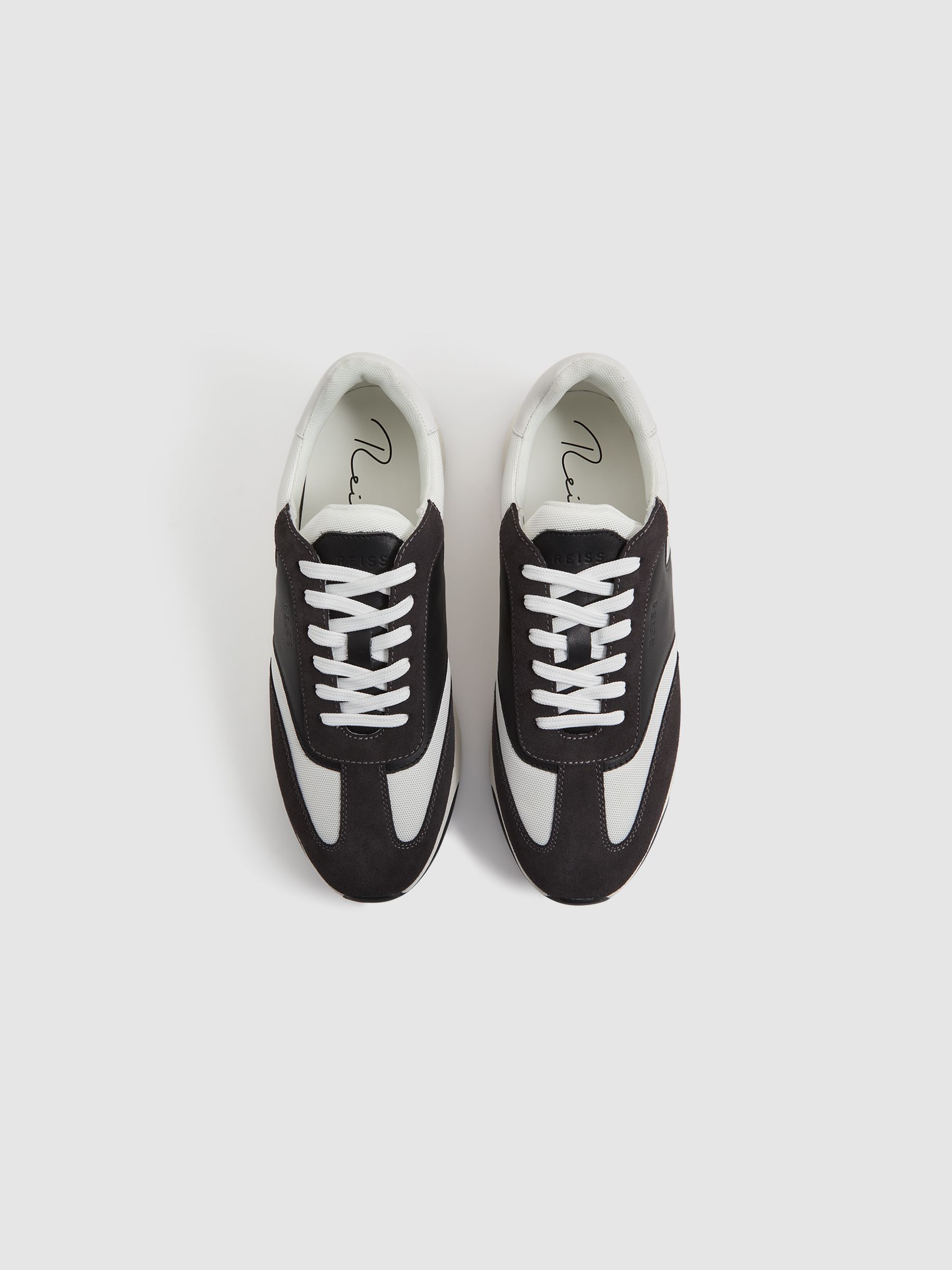 Leather Suede Running Trainers in Charcoal - Image 4 of 5