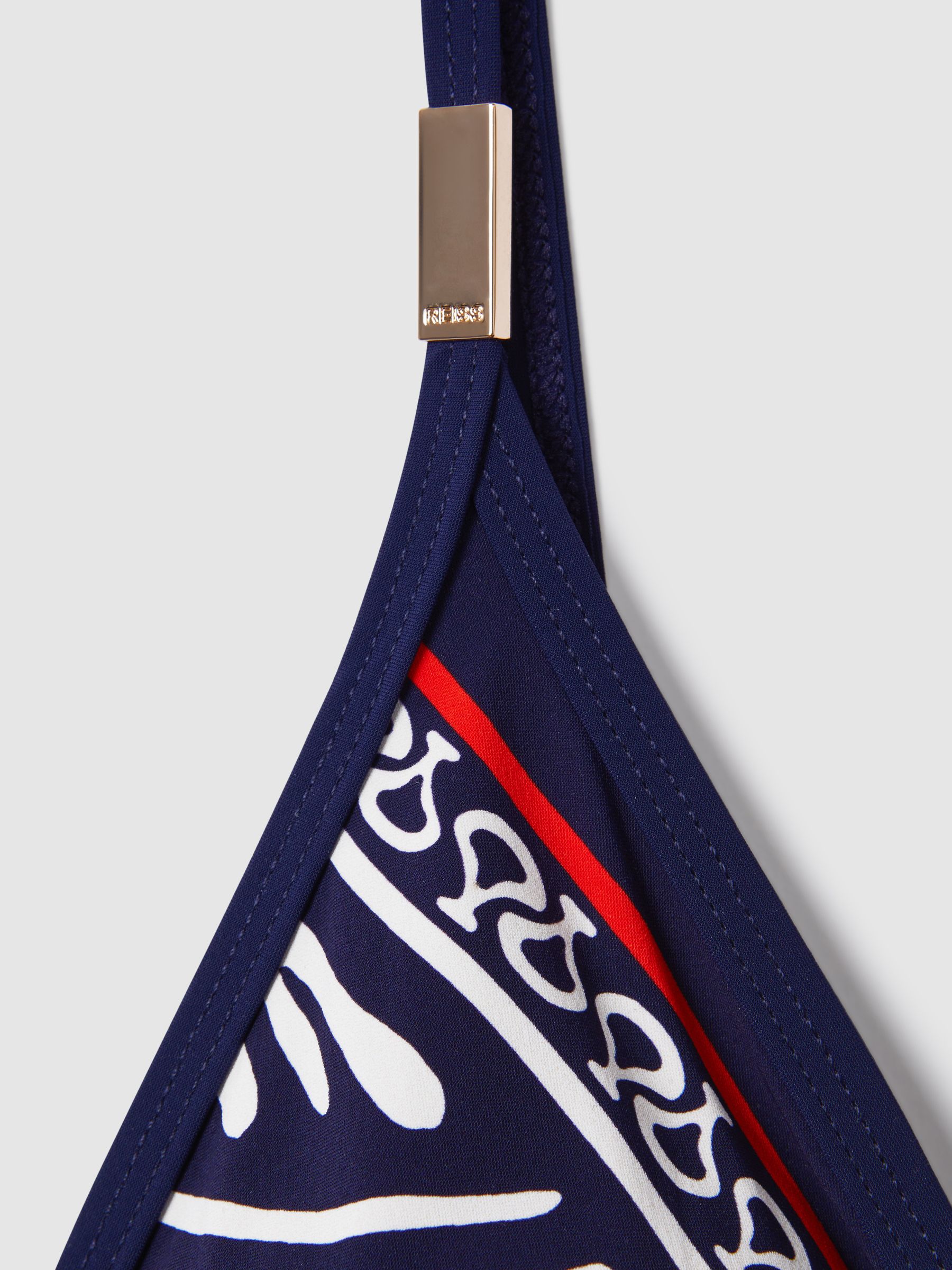Printed Triangle Bikini Top in Navy/Red - Image 4 of 5