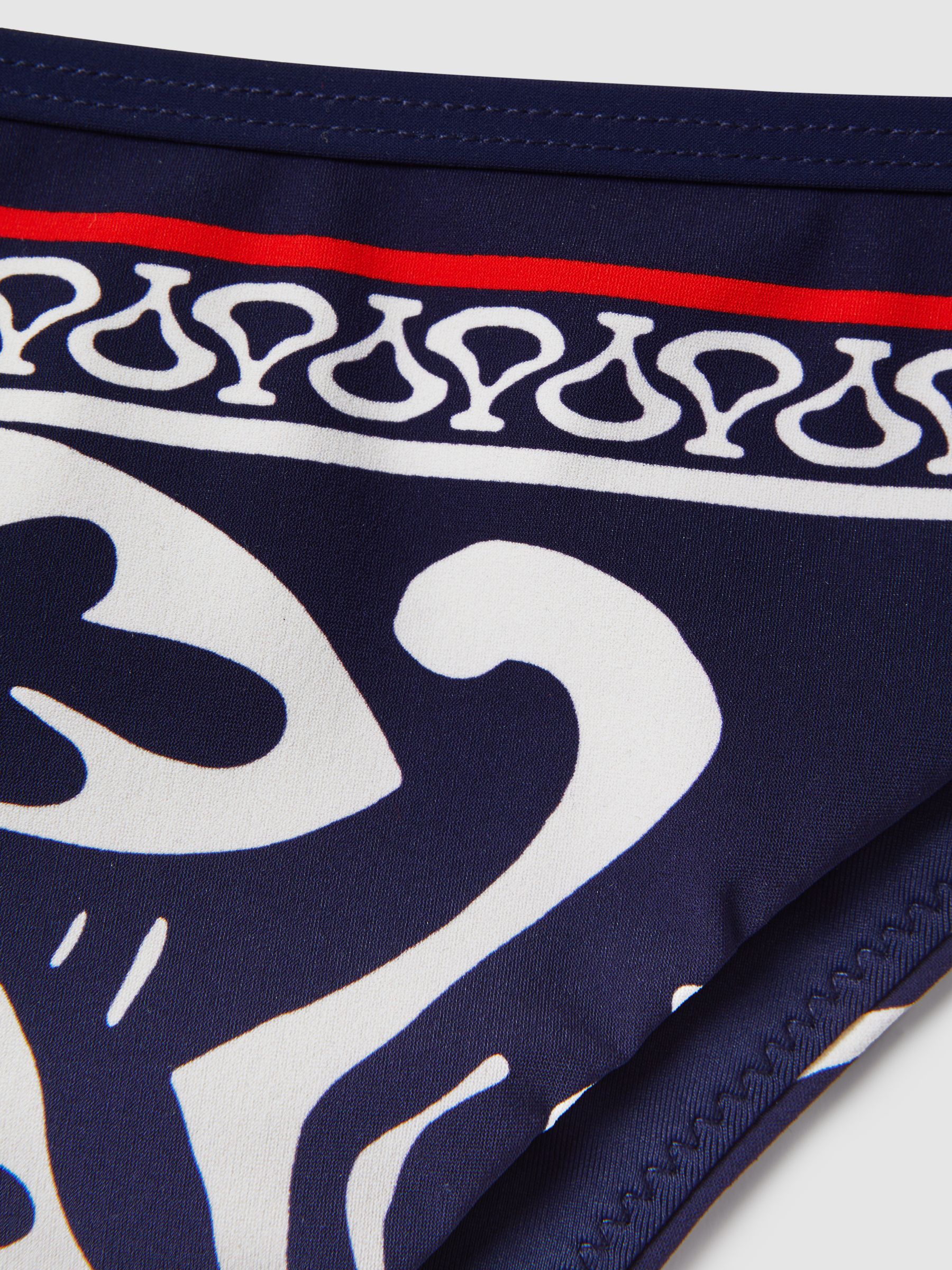 Printed High-Cut Bikini Bottoms in Navy/Red - image 5