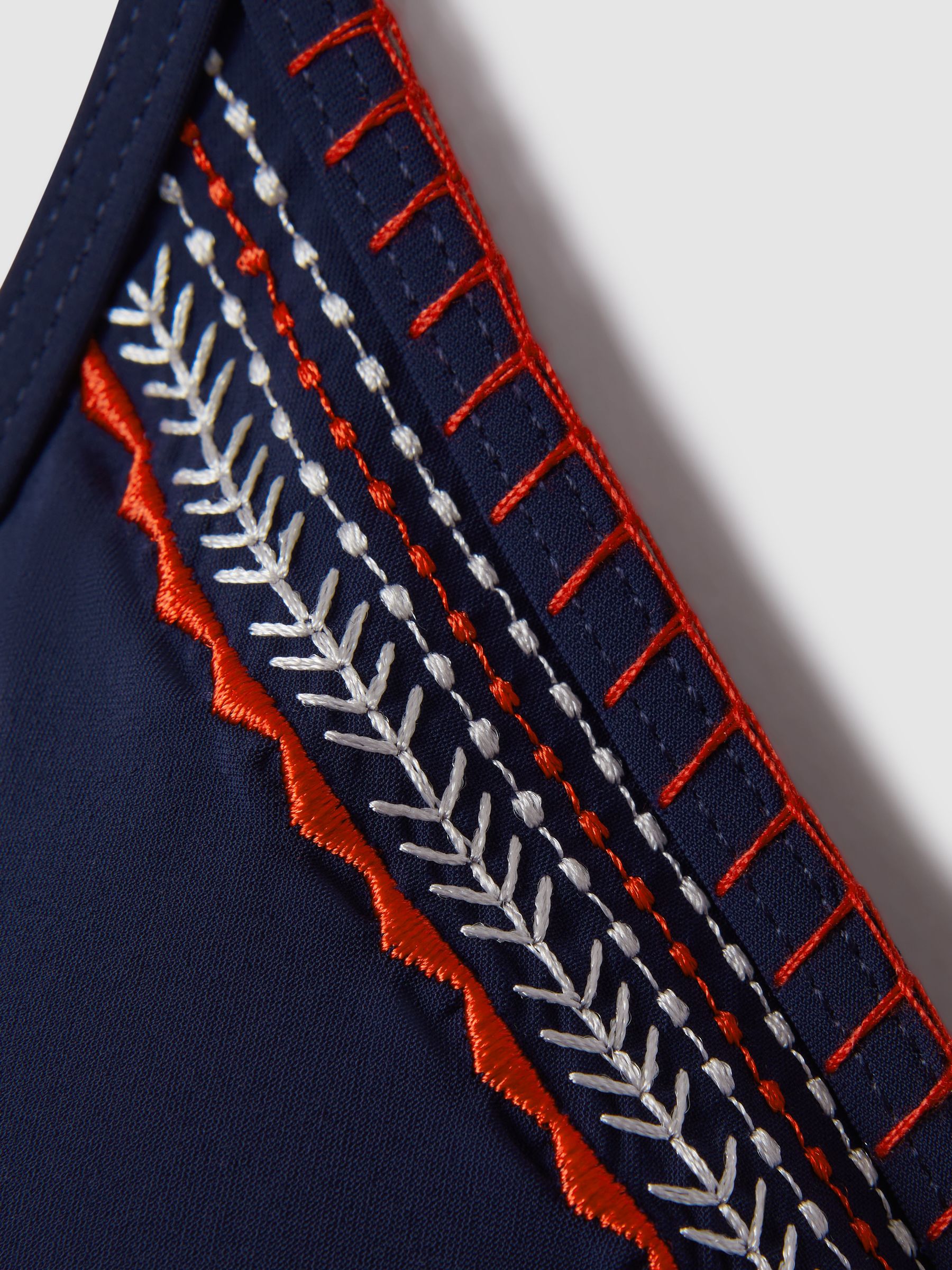 Embroidered Triangle Bikini Top in Navy/Red - Image 4 of 4