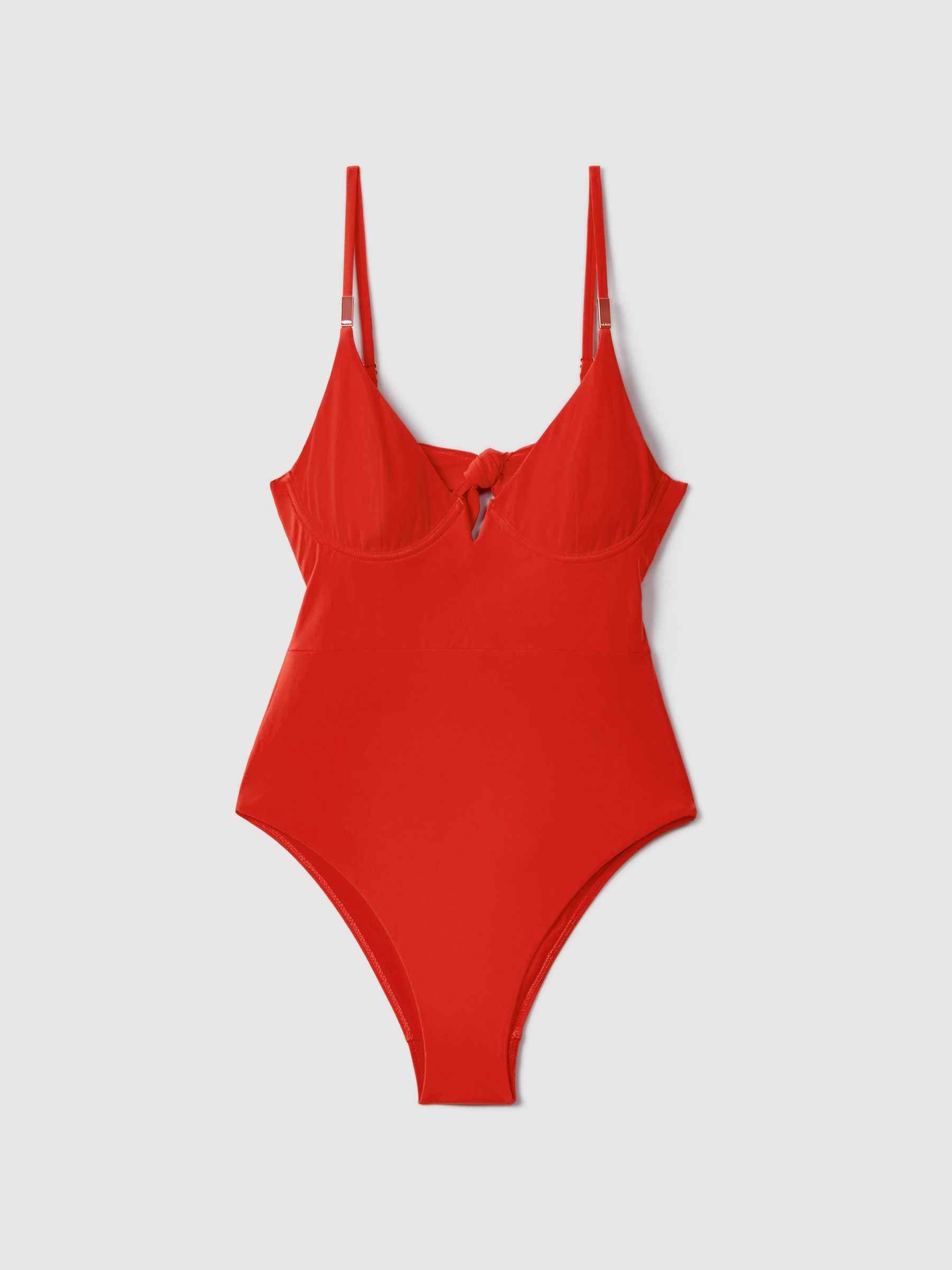 Underwired Tie Back Swimsuit in Red - Image 2 of 5
