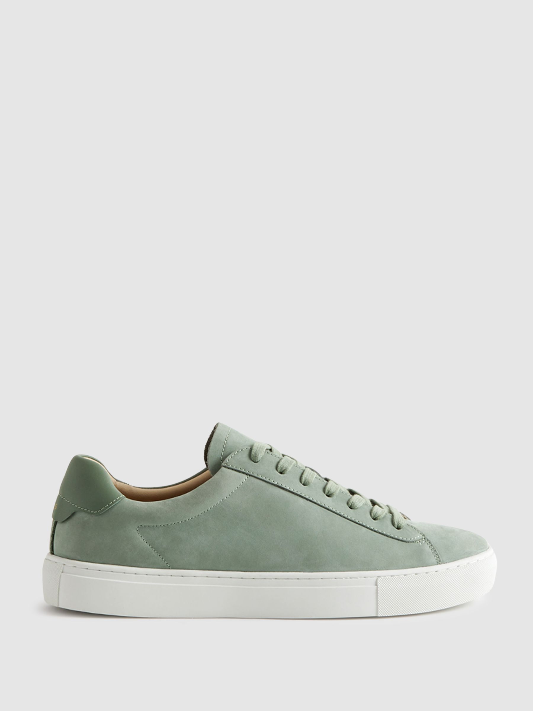 Leather Lace-Up Trainers in Sage - Image 1 of 5 Leather Lace-Up Trainers in Sage - Image 1 of 5