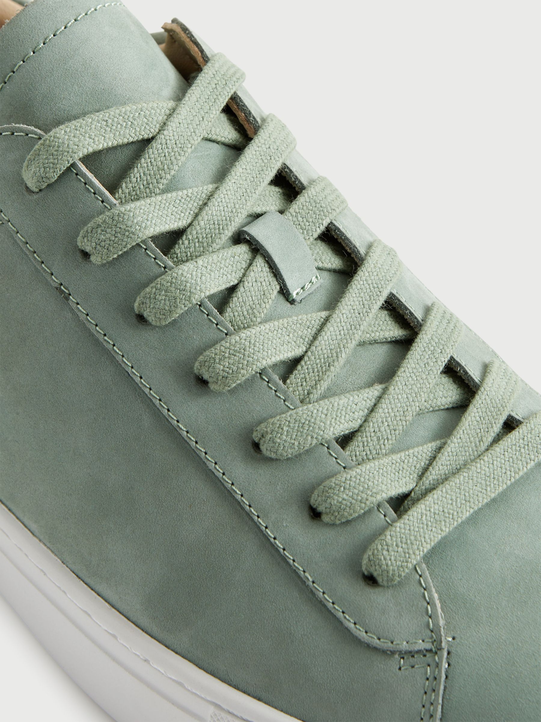 Leather Lace-Up Trainers in Sage - Image 5 of 5