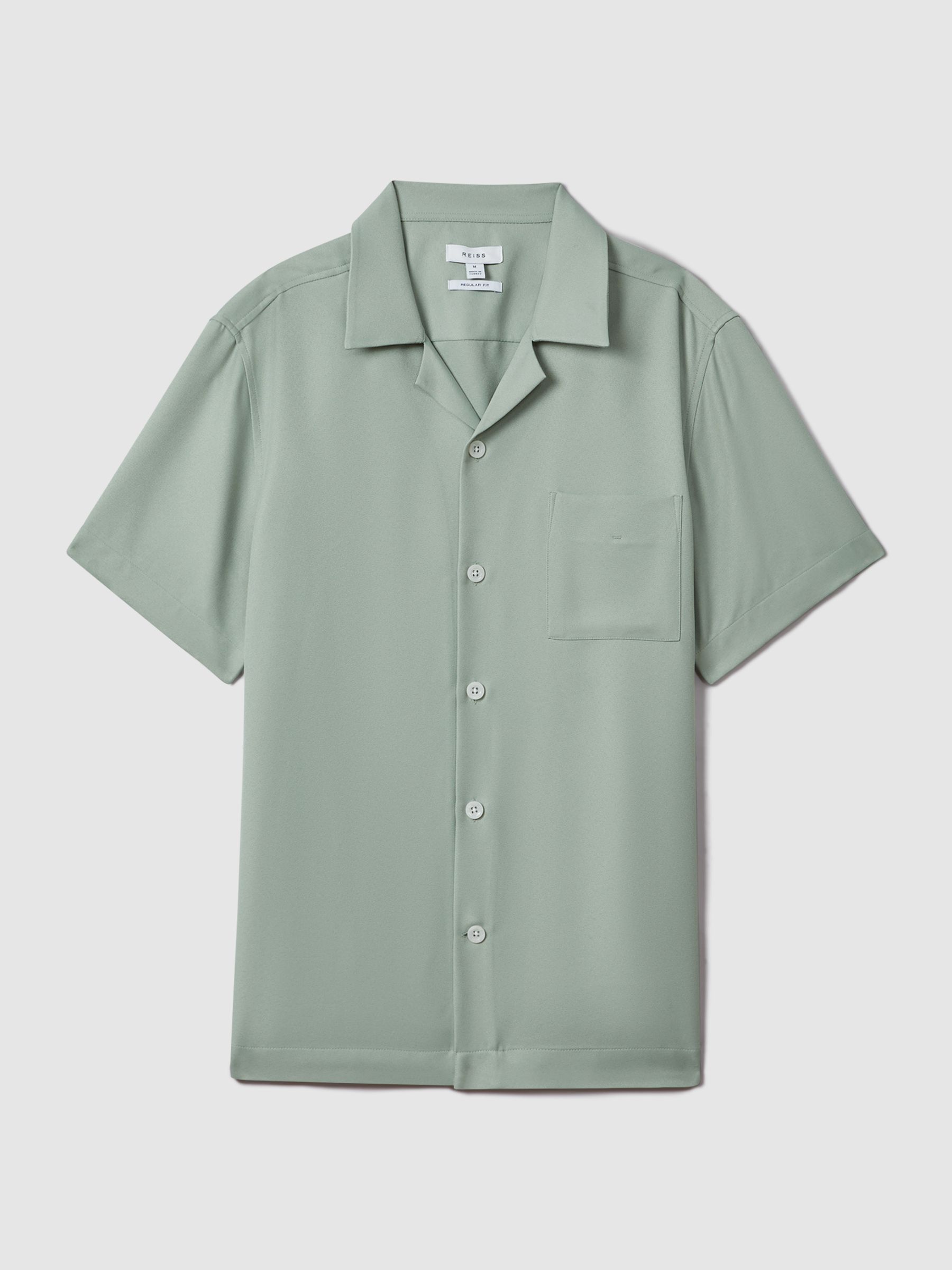 Cuban Collar Button-Through Shirt in Pistachio - Image 2 of 6
