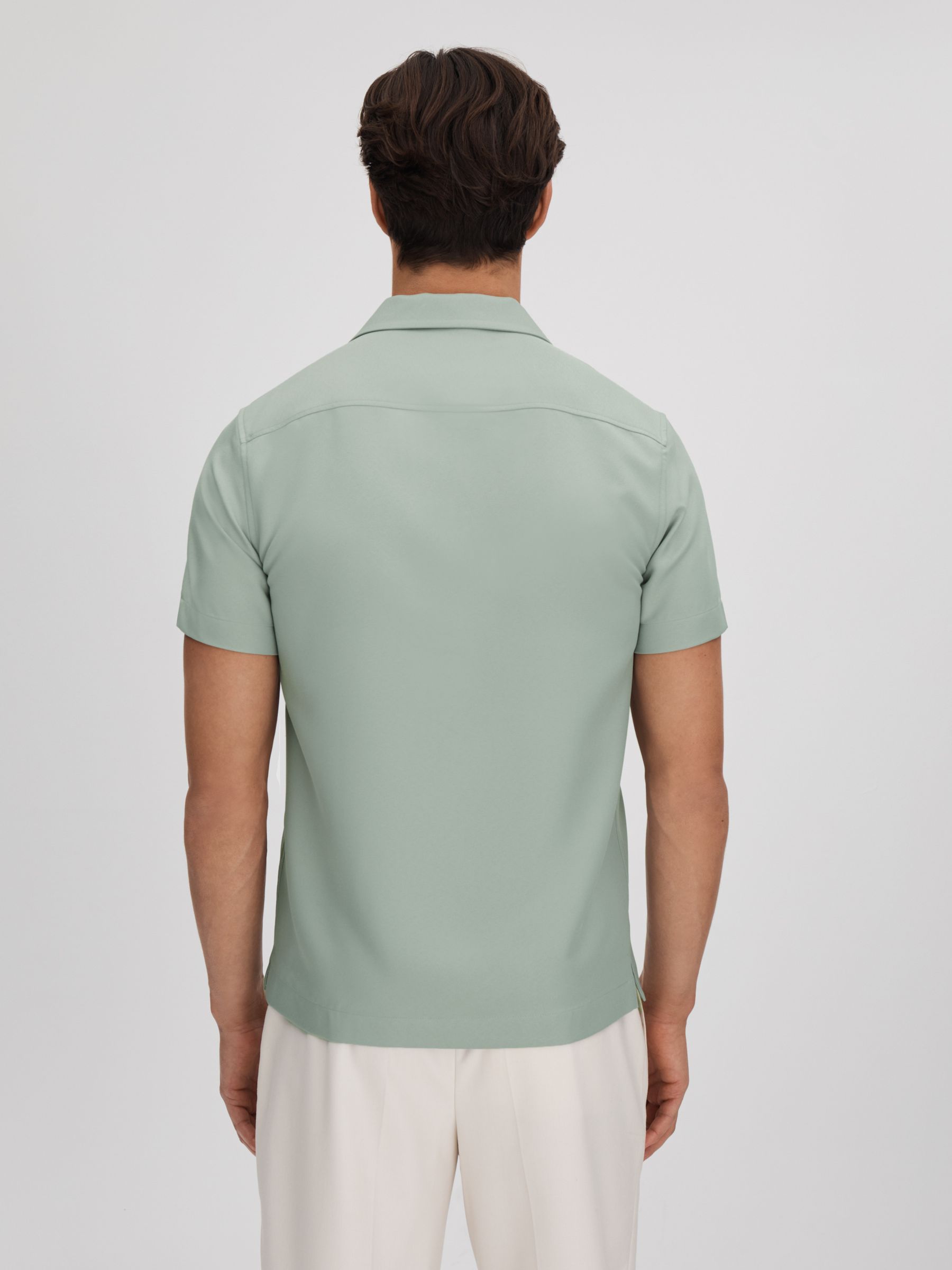 Cuban Collar Button-Through Shirt in Pistachio - Image 6 of 6