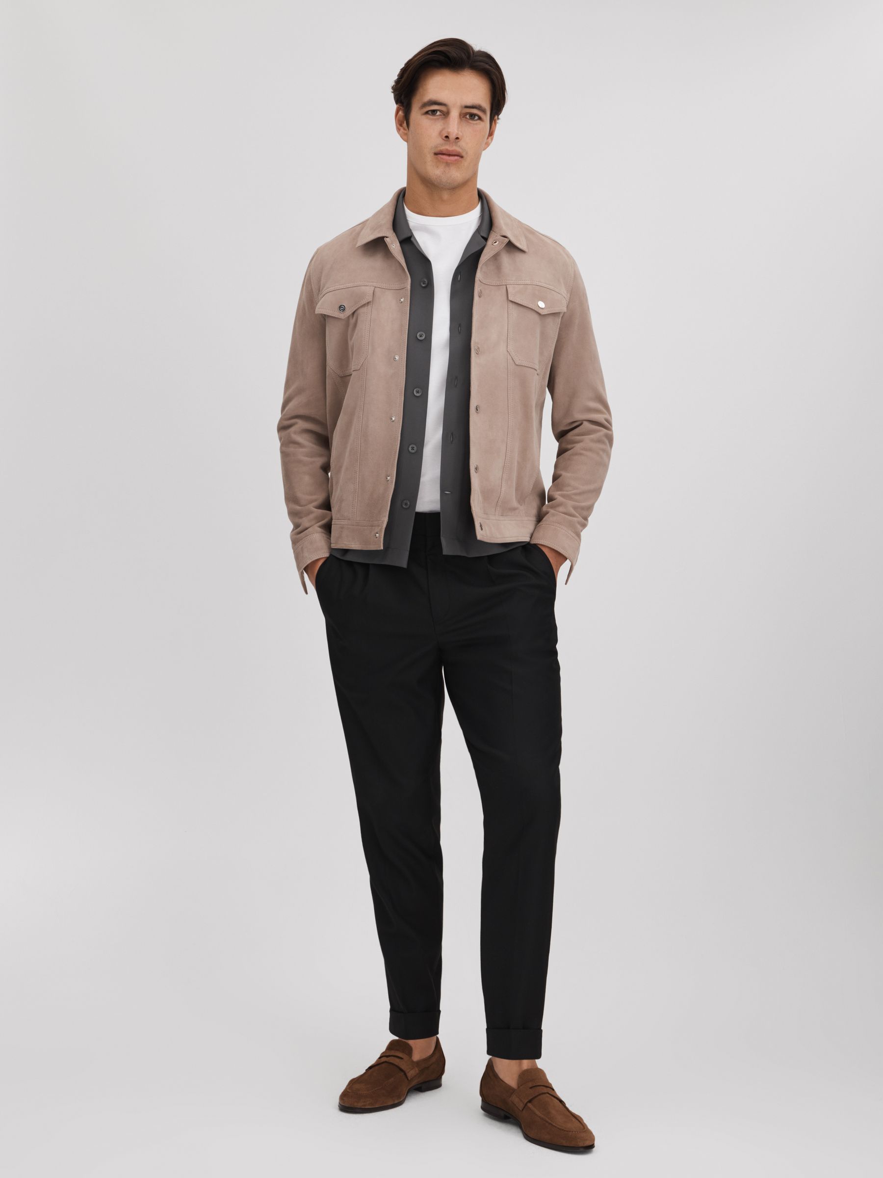 Cuban Collar Button-Through Shirt in Charcoal - Image 3 of 5