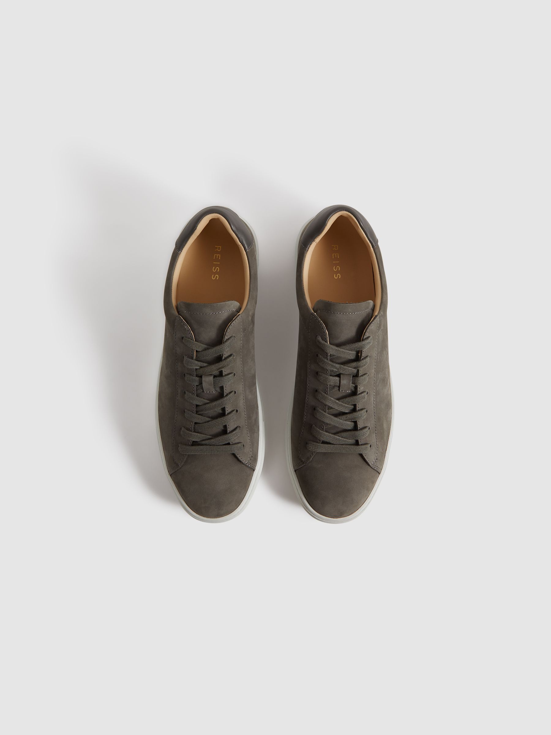 Leather Low-Top Trainers in Grey - Image 3 of 5