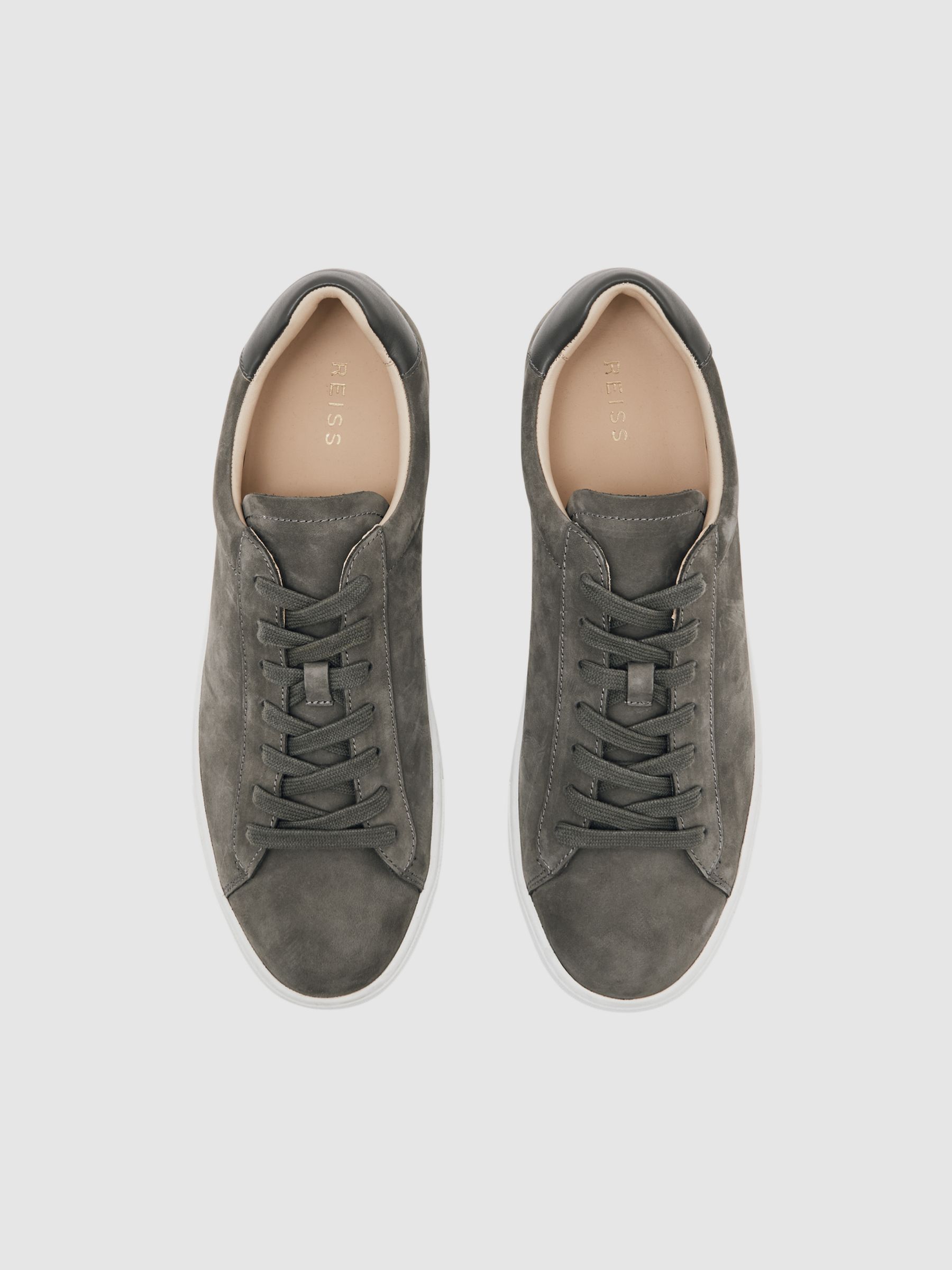 Nubuck Leather Lace-Up Trainers in Grey - image 4