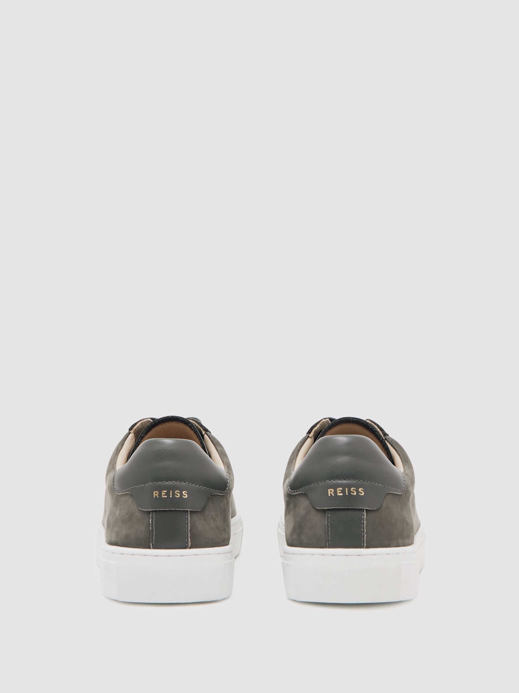 Nubuck Leather Lace-Up Trainers in Grey - image 5