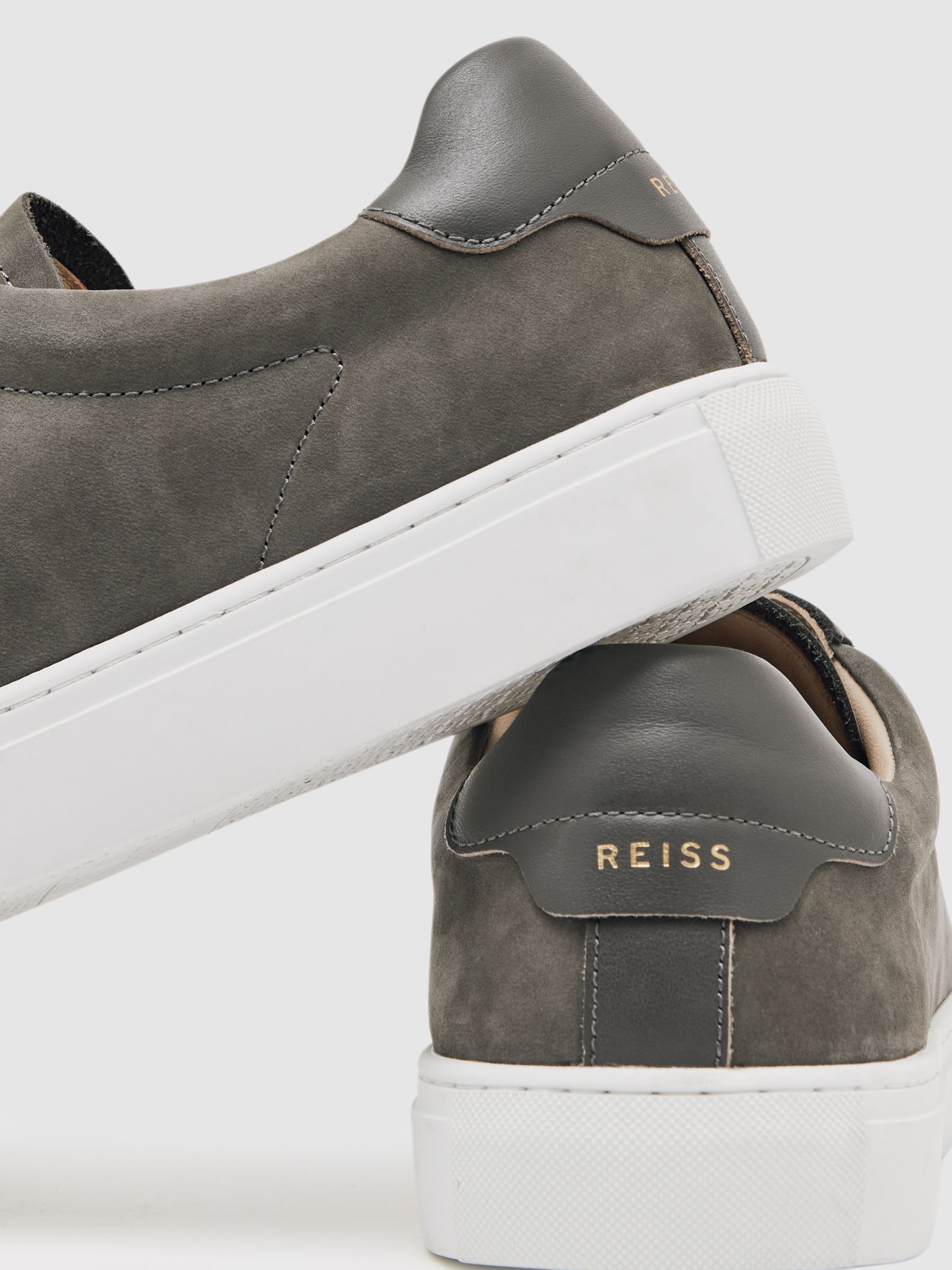 Nubuck Leather Low-Top Trainers in Grey - Image 6 of 6