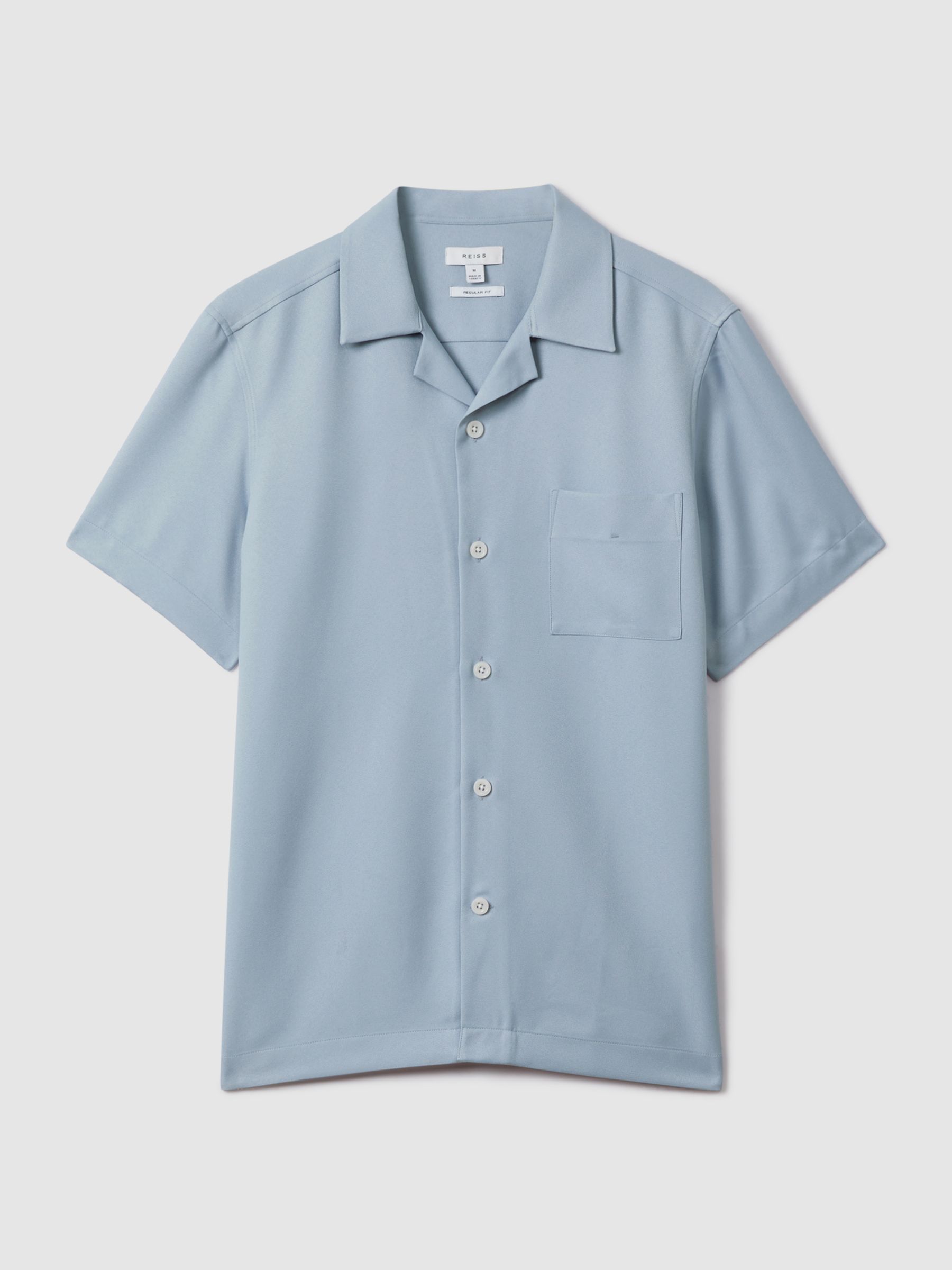 Cuban Collar Button-Through Shirt in China Blue - Image 2 of 6