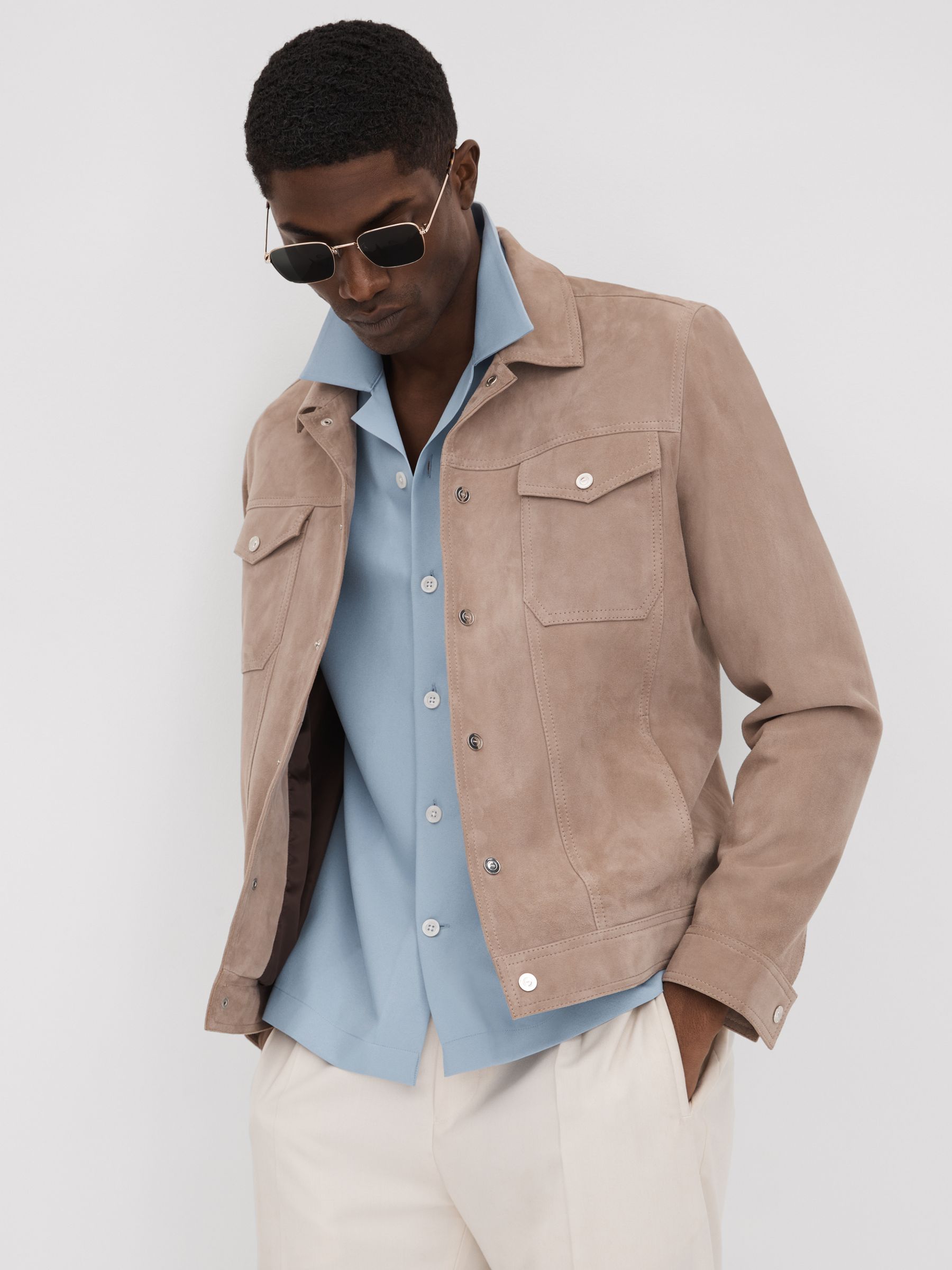 Cuban Collar Button-Through Shirt in China Blue - Image 6 of 6