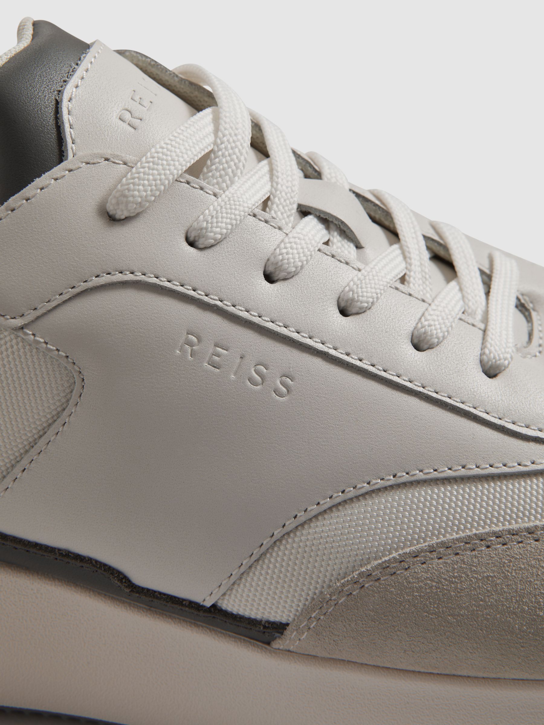 Leather Suede Running Trainers in Off White - Image 5 of 5