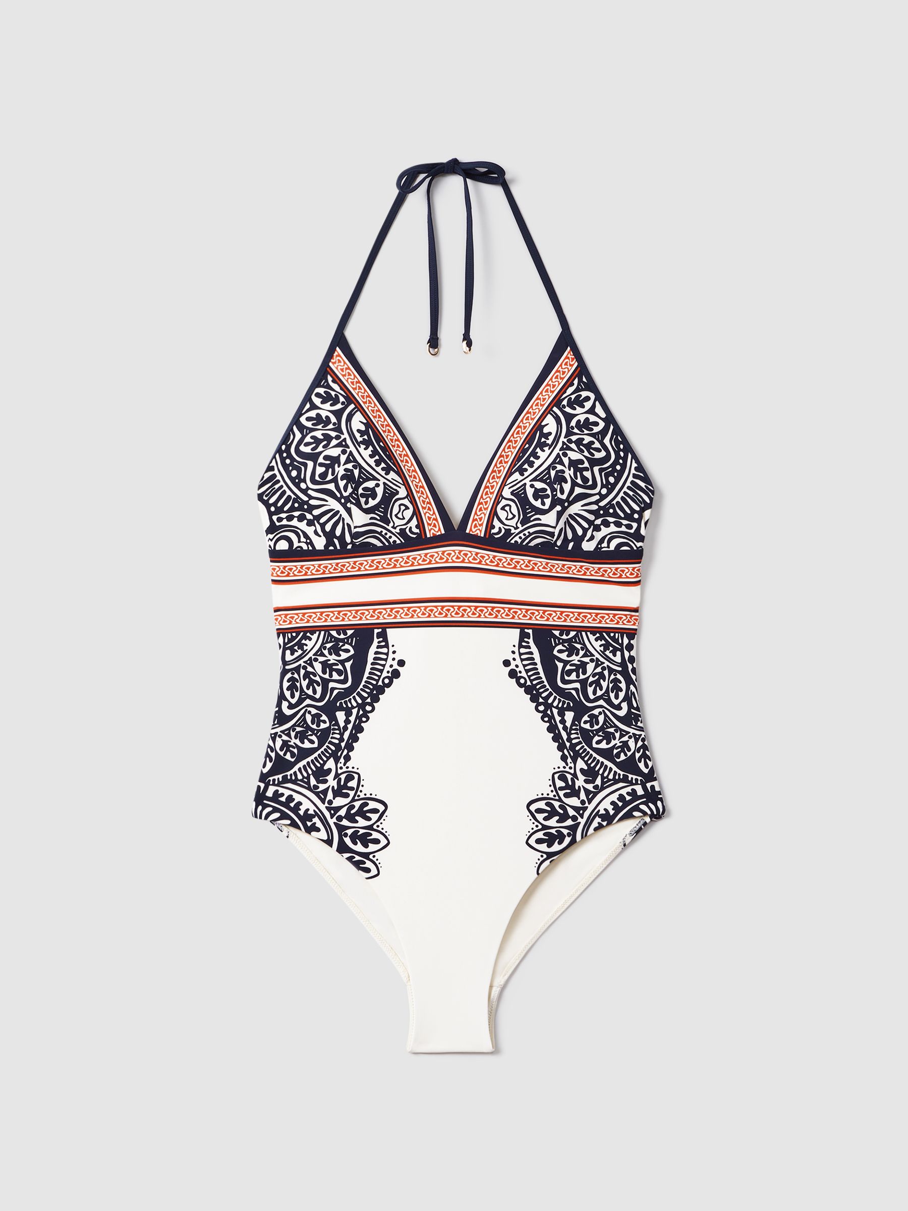 Printed Tie Back Swimsuit in Navy/Red - Image 2 of 5