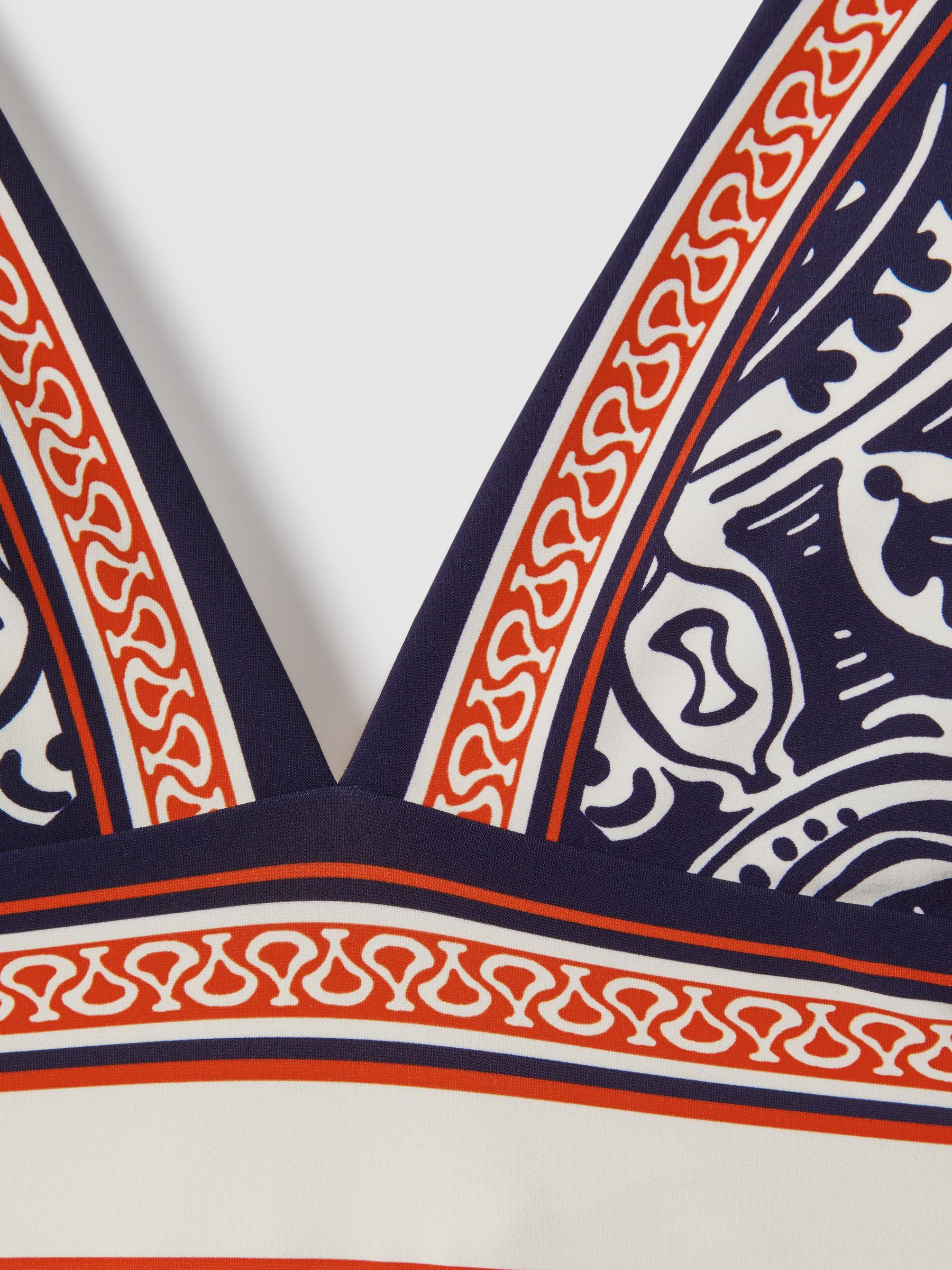 Printed Tie Back Swimsuit in Navy/Red - Image 4 of 5