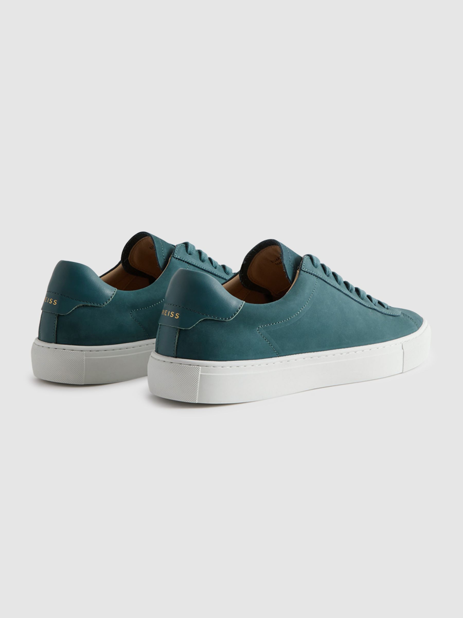 Leather Lace-Up Trainers in Seafoam - Image 4 of 5