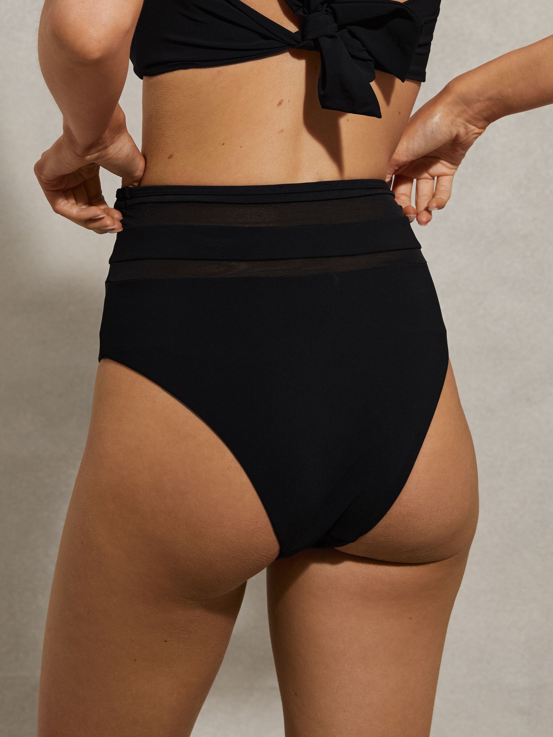 High Rise Mesh Bikini Bottoms in Black - Image 4 of 5