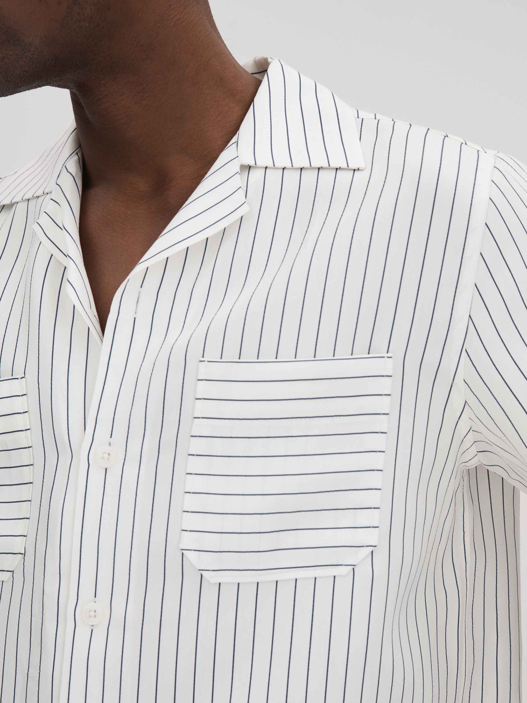 Boxy Fit Striped Shirt in White/Navy - Image 4 of 6