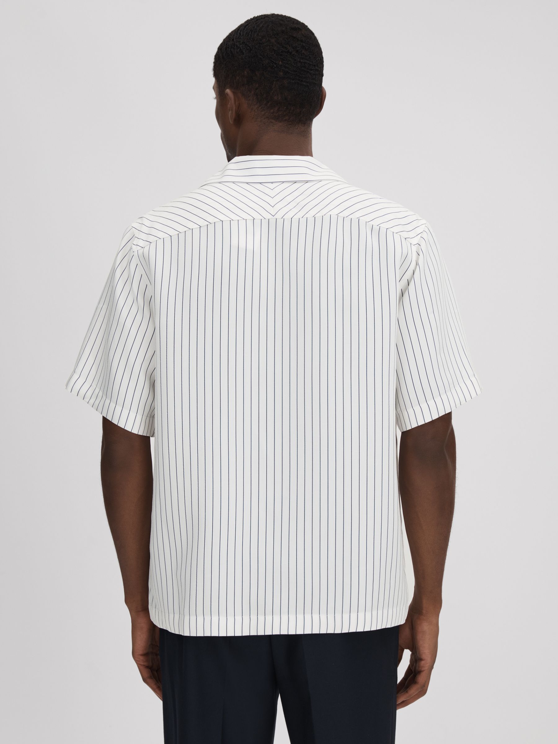 Boxy Fit Striped Shirt in White/Navy - Image 5 of 6