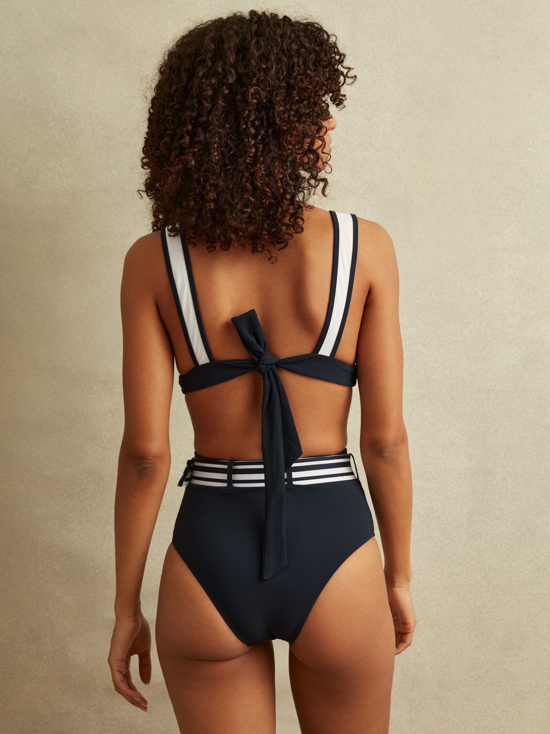 Wide Strap Bikini Top in Navy/White - Image 4 of 5