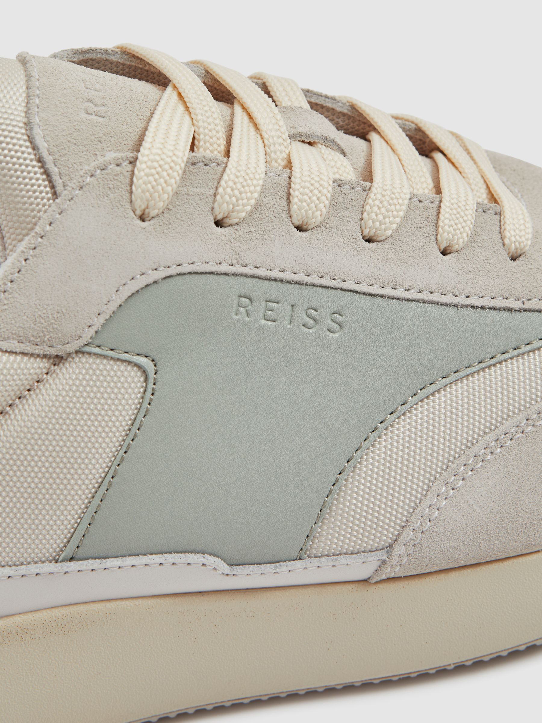 Leather Suede Running Trainers in Pistachio/White - Image 4 of 4