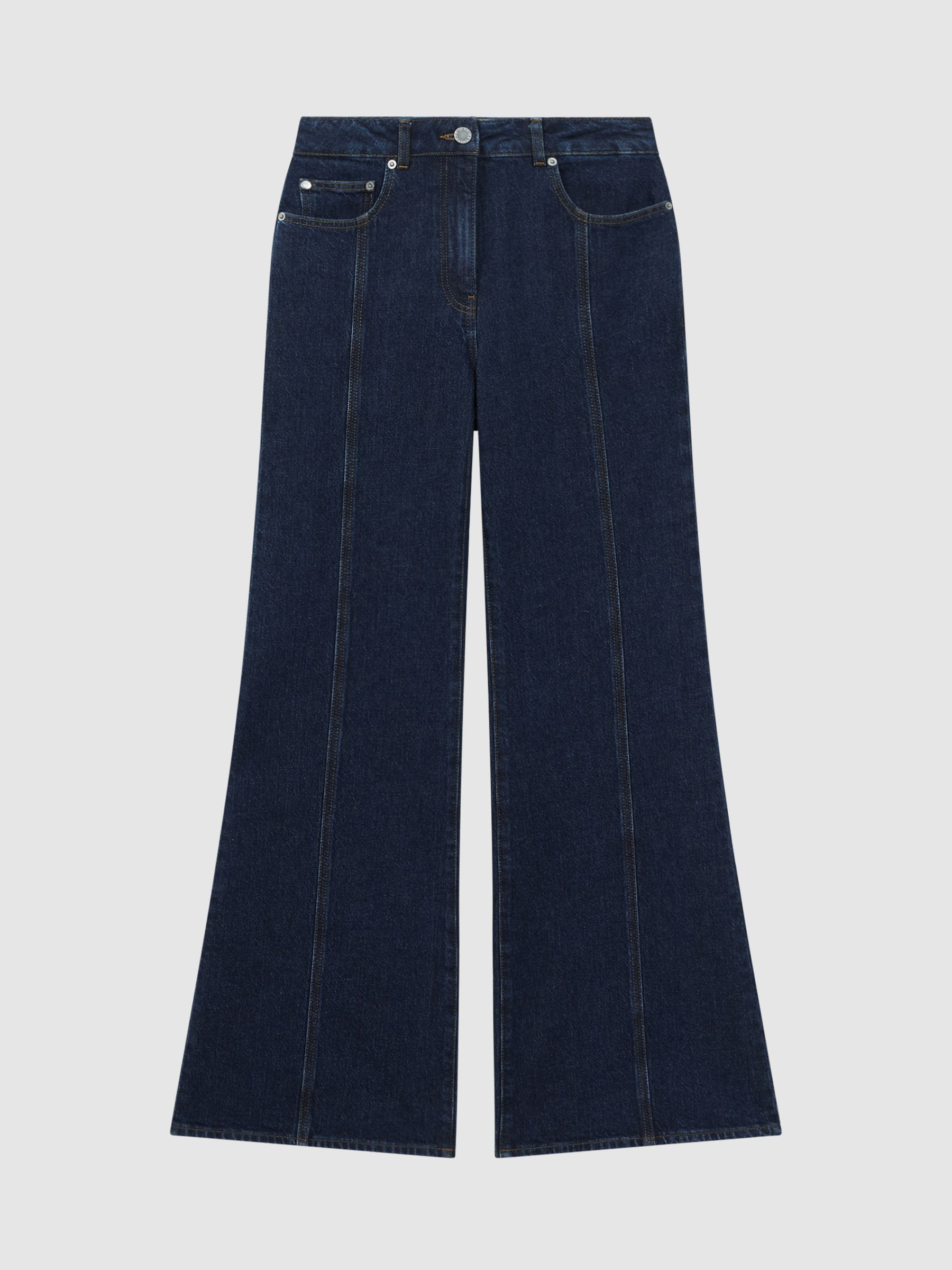 Petite Flared Front Seam Jeans in Dark Blue - Image 2 of 6