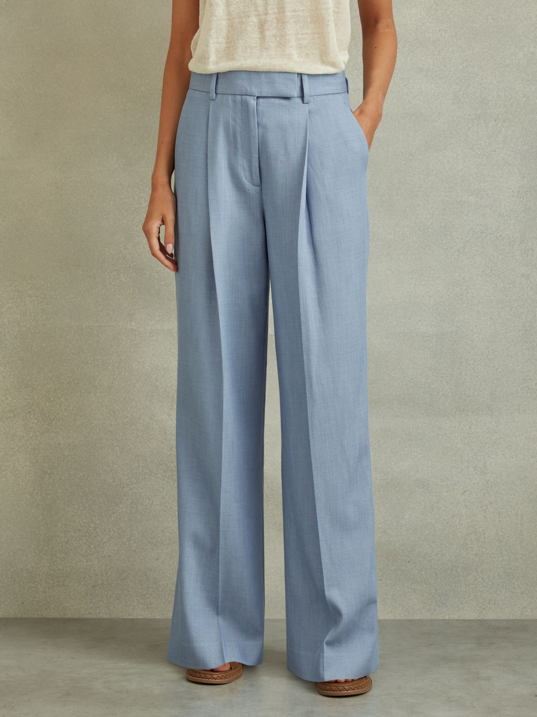 Wide Leg Suit Trousers with TENCEL™ Fibers in Blue - Image 3 of 5