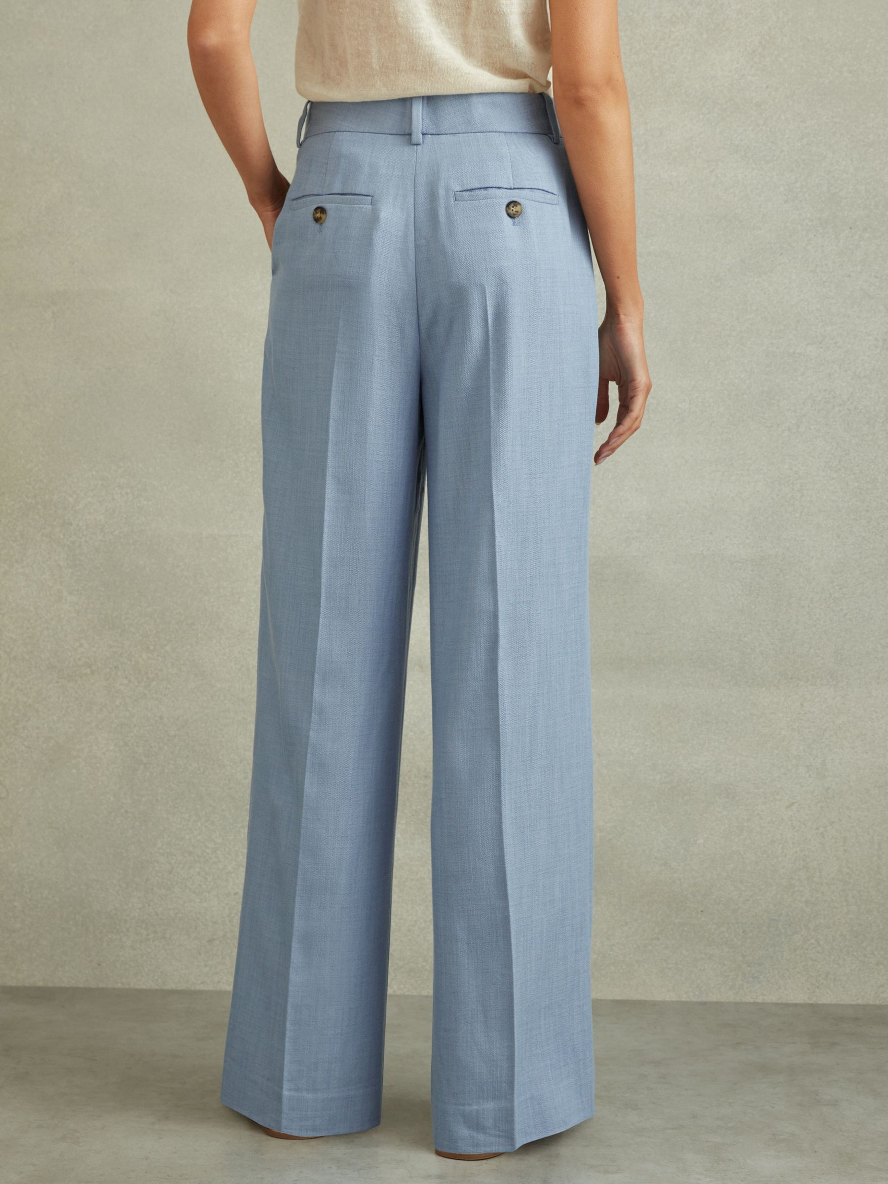 Wide Leg Suit Trousers with TENCEL™ Fibers in Blue - Image 4 of 5