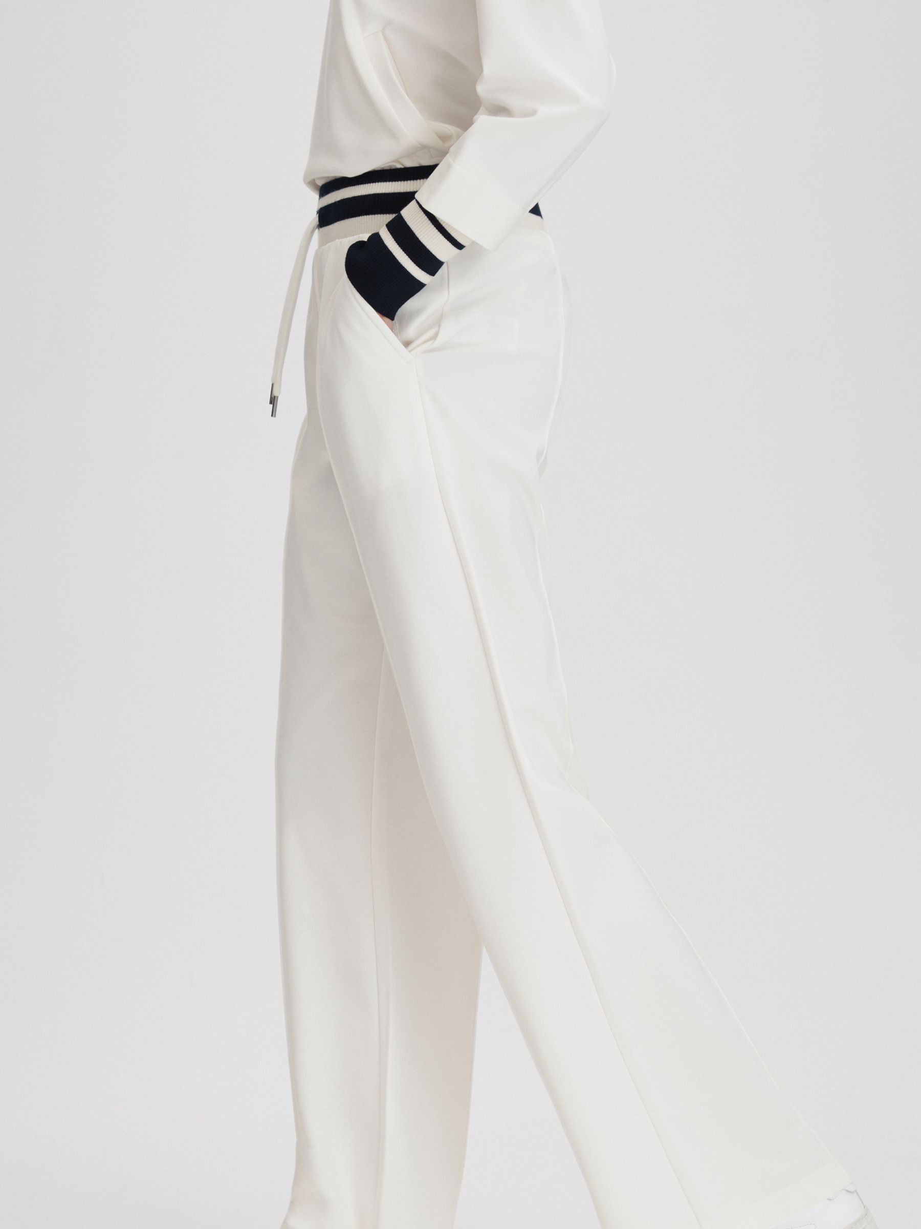 Striped Drawstring Waistband Joggers in Navy/Ivory - Image 1 of 6