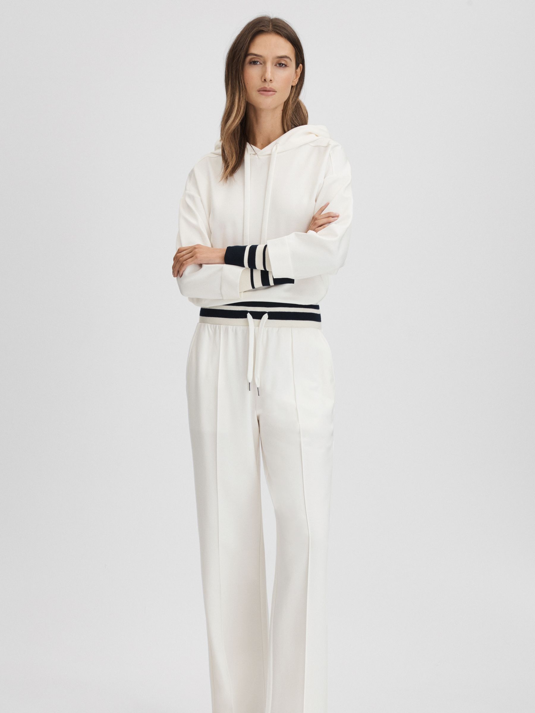 Striped Drawstring Waistband Joggers in Navy/Ivory - Image 3 of 6