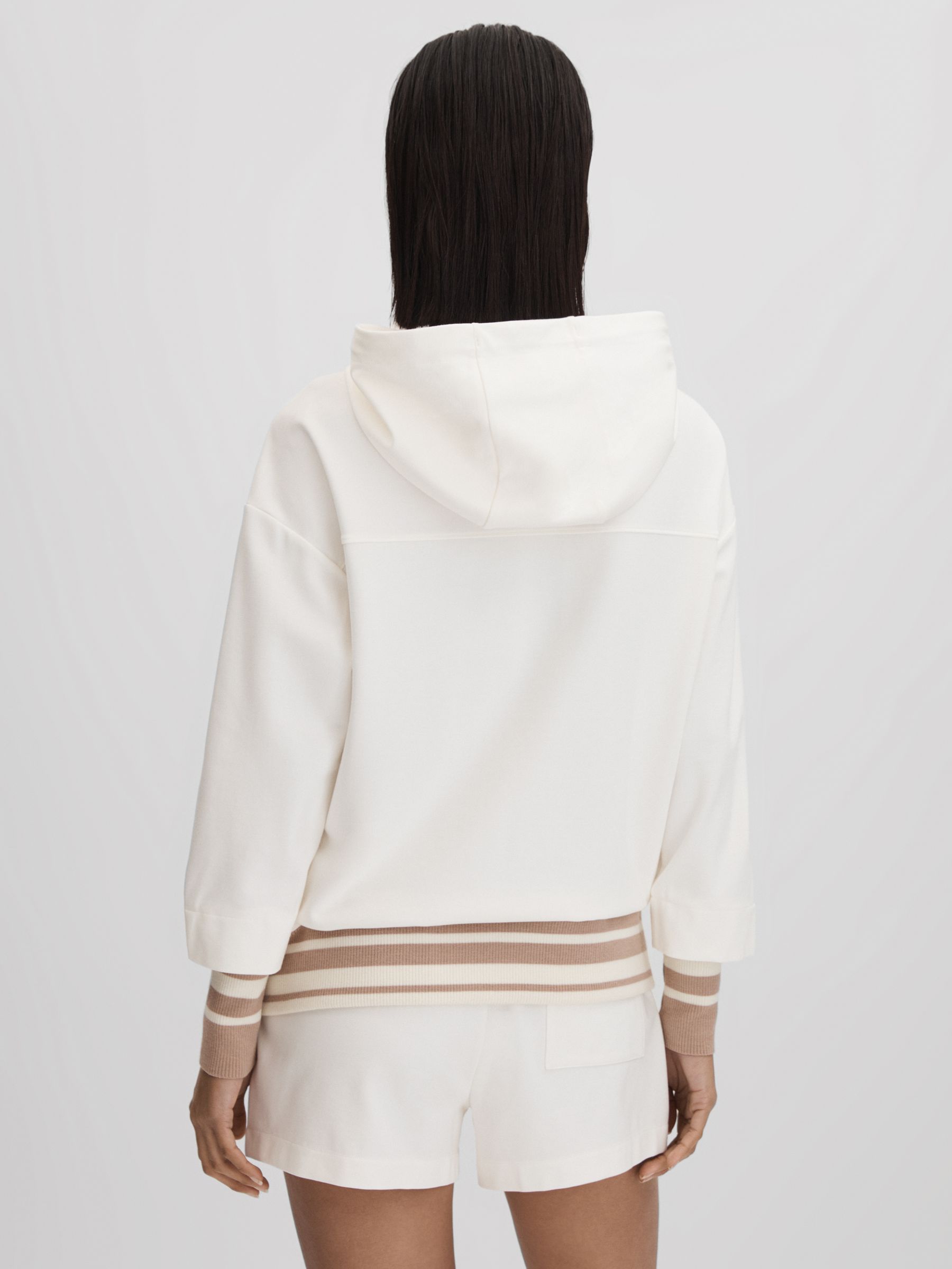 Striped Trim Hoodie in Mink/Ivory - Image 5 of 6