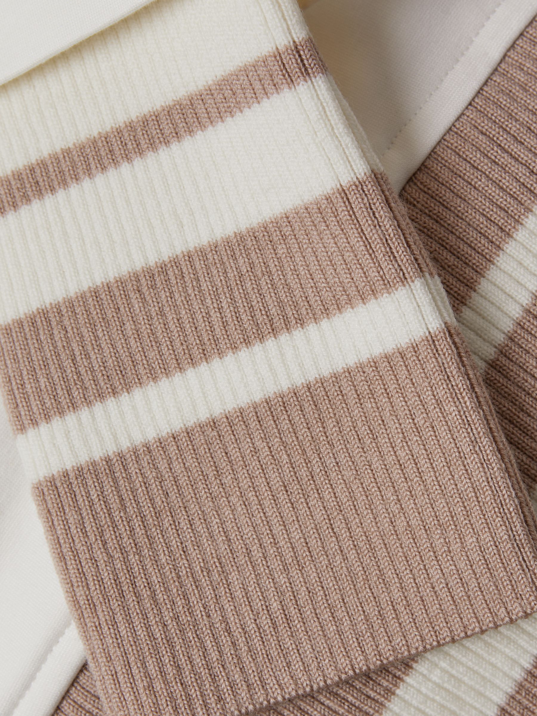 Striped Trim Hoodie in Mink/Ivory - Image 6 of 6