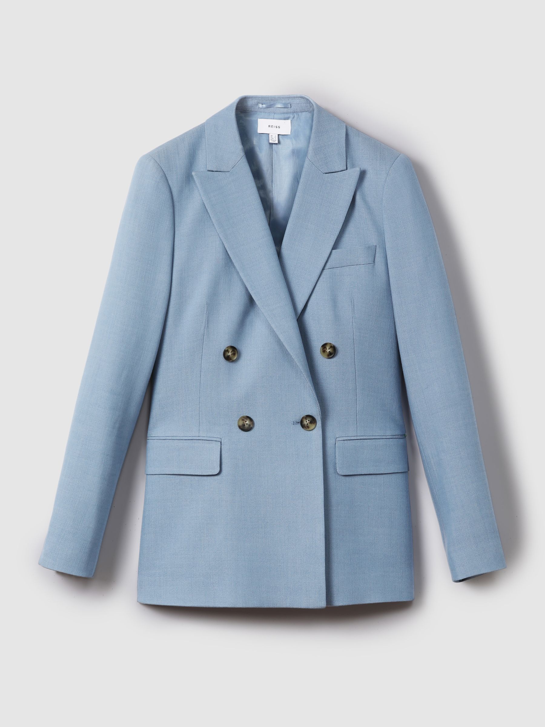 Double Breasted Suit Blazer with TENCEL™ Fibers in Blue - Image 2 of 6