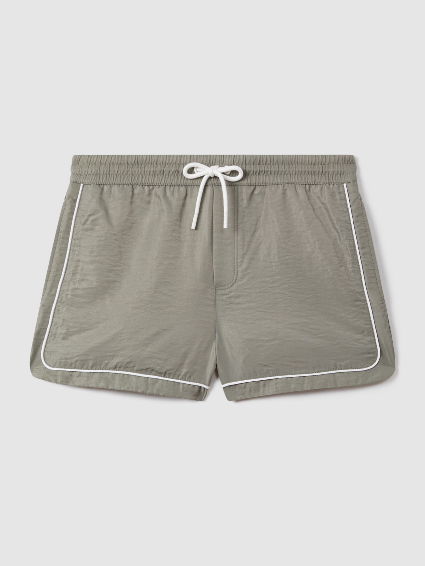 Piped Drawstring Swim Shorts in Pistachio - Image 2 of 6