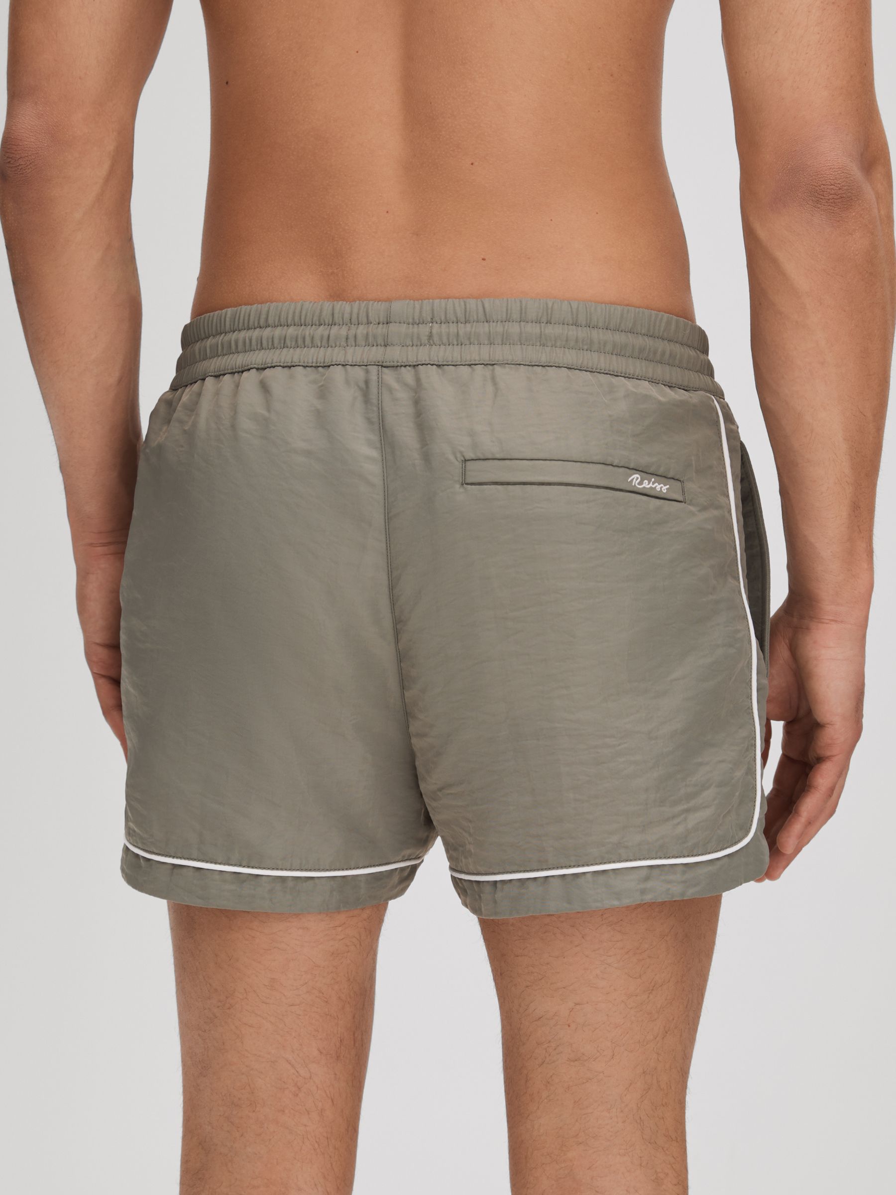 Piped Drawstring Swim Shorts in Pistachio - Image 5 of 6