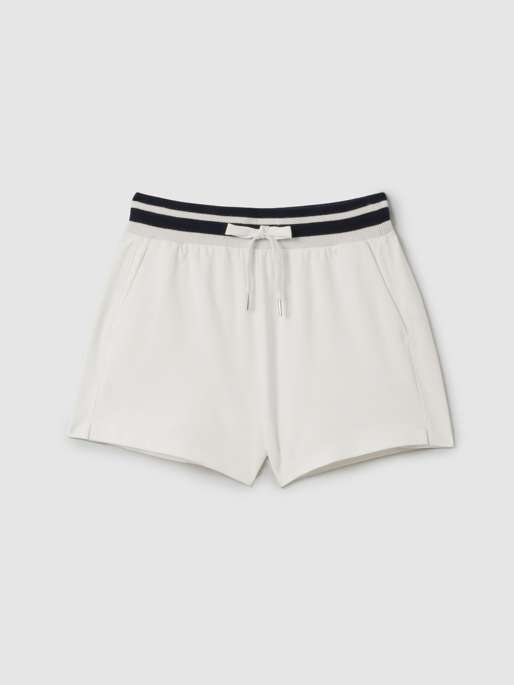 Striped Drawstring Waistband Shorts in Navy/Ivory - Image 2 of 6