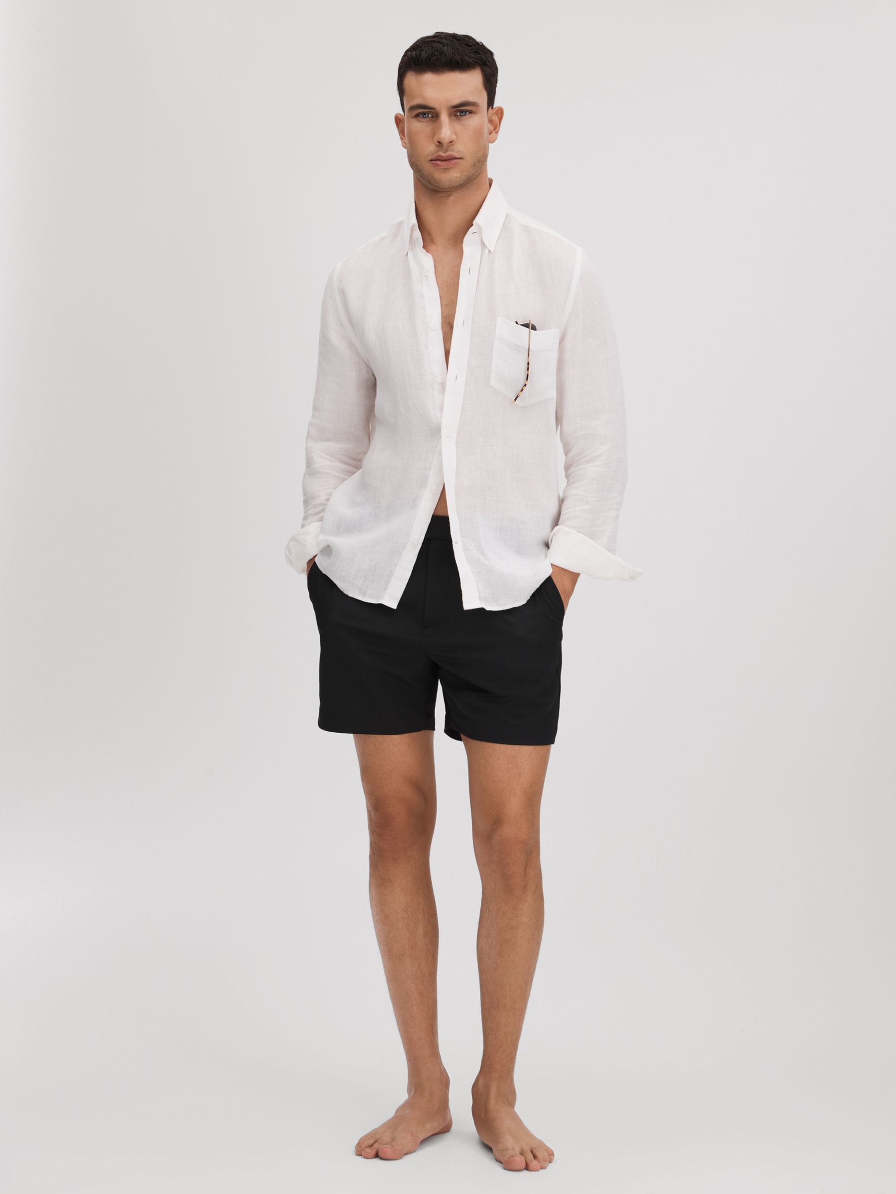 Side Adjuster Swim Shorts in Black - Image 3 of 6