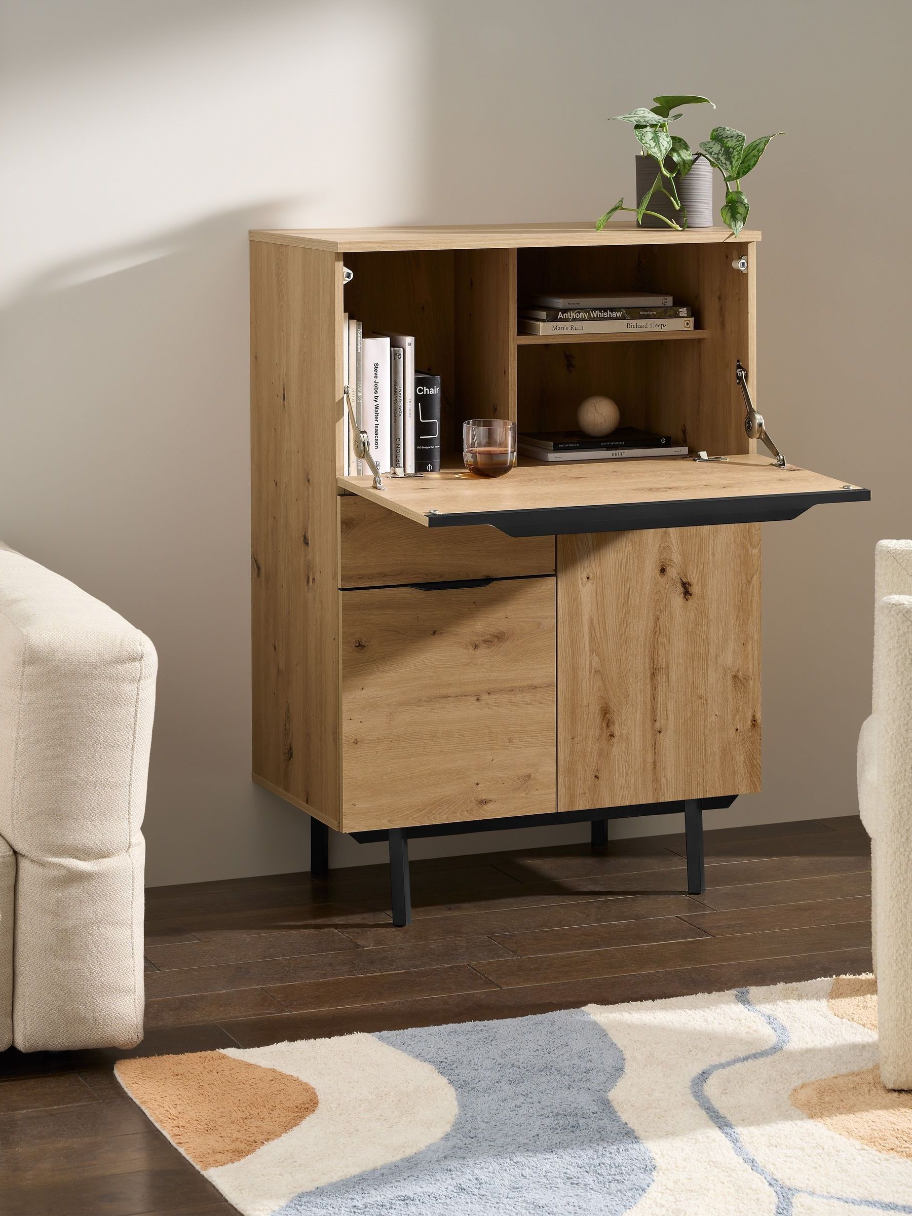 Damien Bureau Desk in Distressed Oak Effect - Image 1 of 4