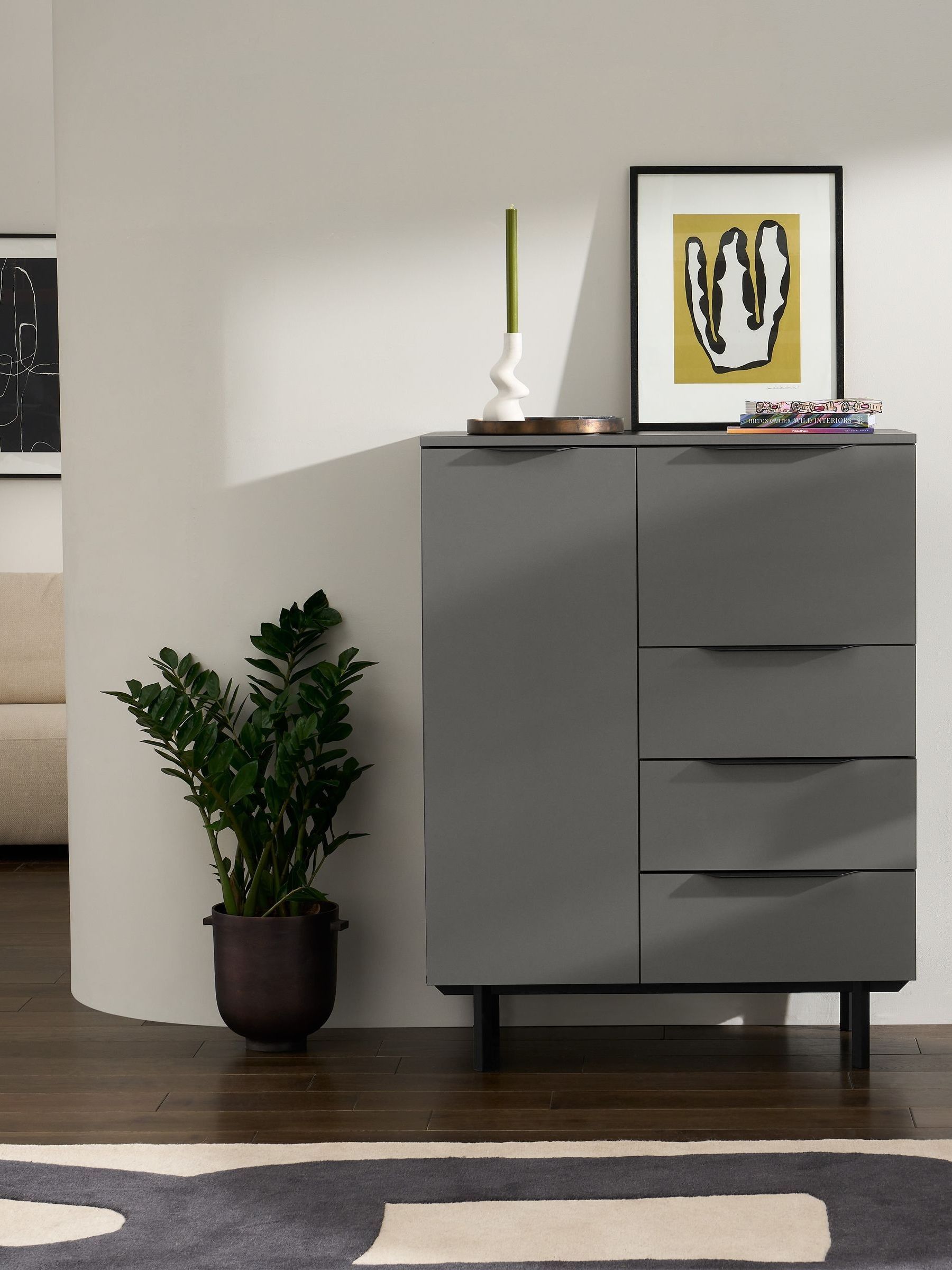Damien Highboard in Graphite Grey - Image 1 of 4