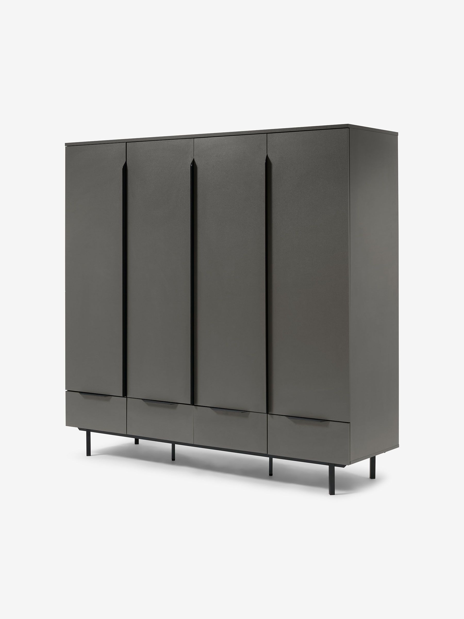 Damien 4 Door, 4 Drawer Wardrobe in Graphite Grey - Image 1 of 2