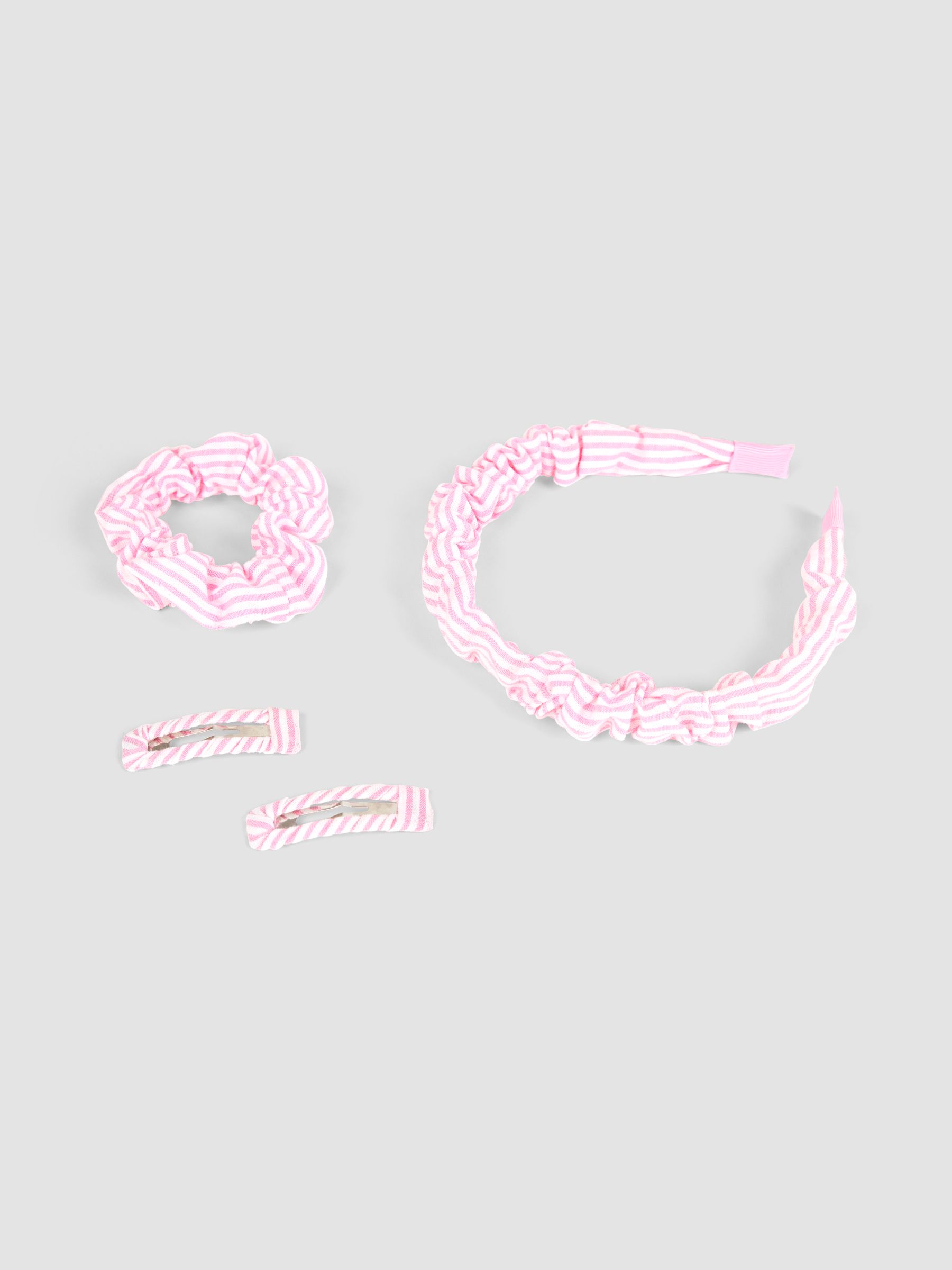 Stripe Headband, Clips And Scrunchie Set in Pink - Image 4 of 5