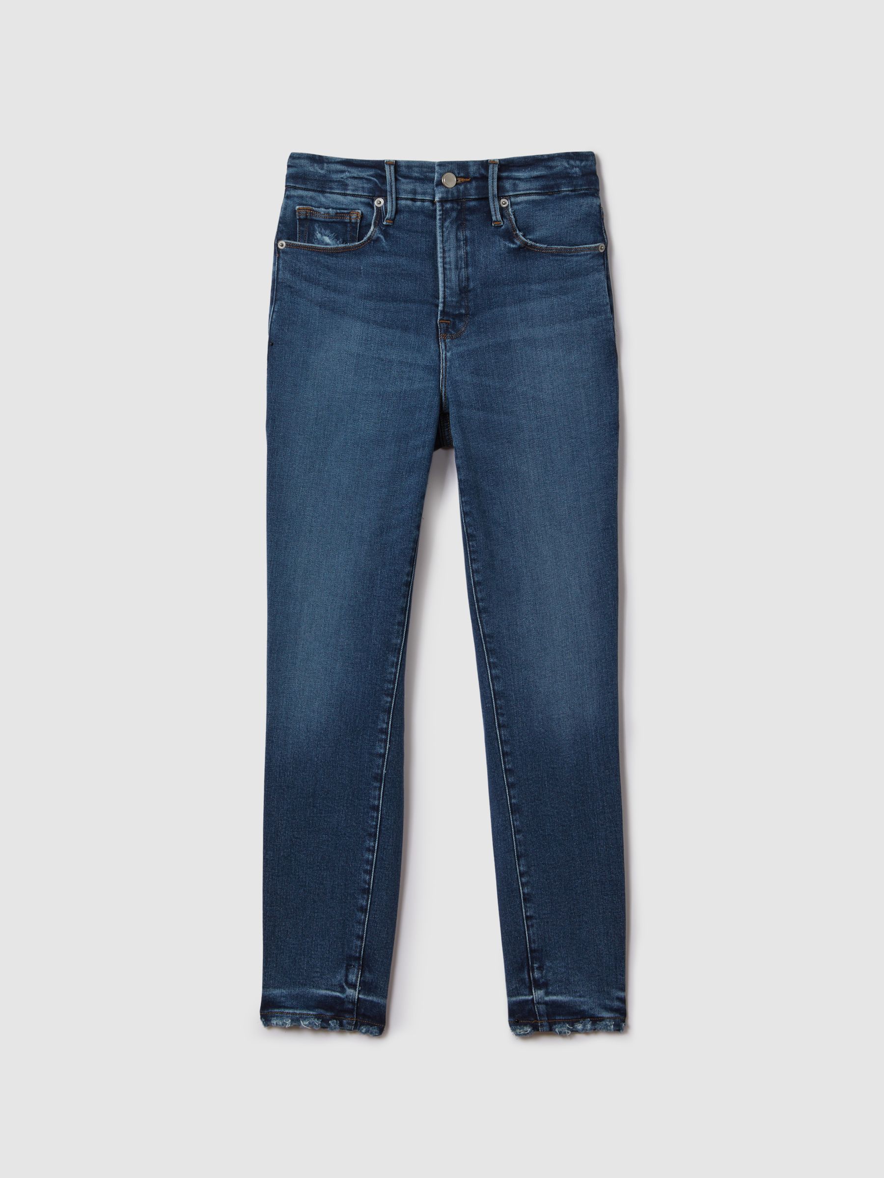Good American Distressed Skinny Jeans in Indigo - Image 2 of 8