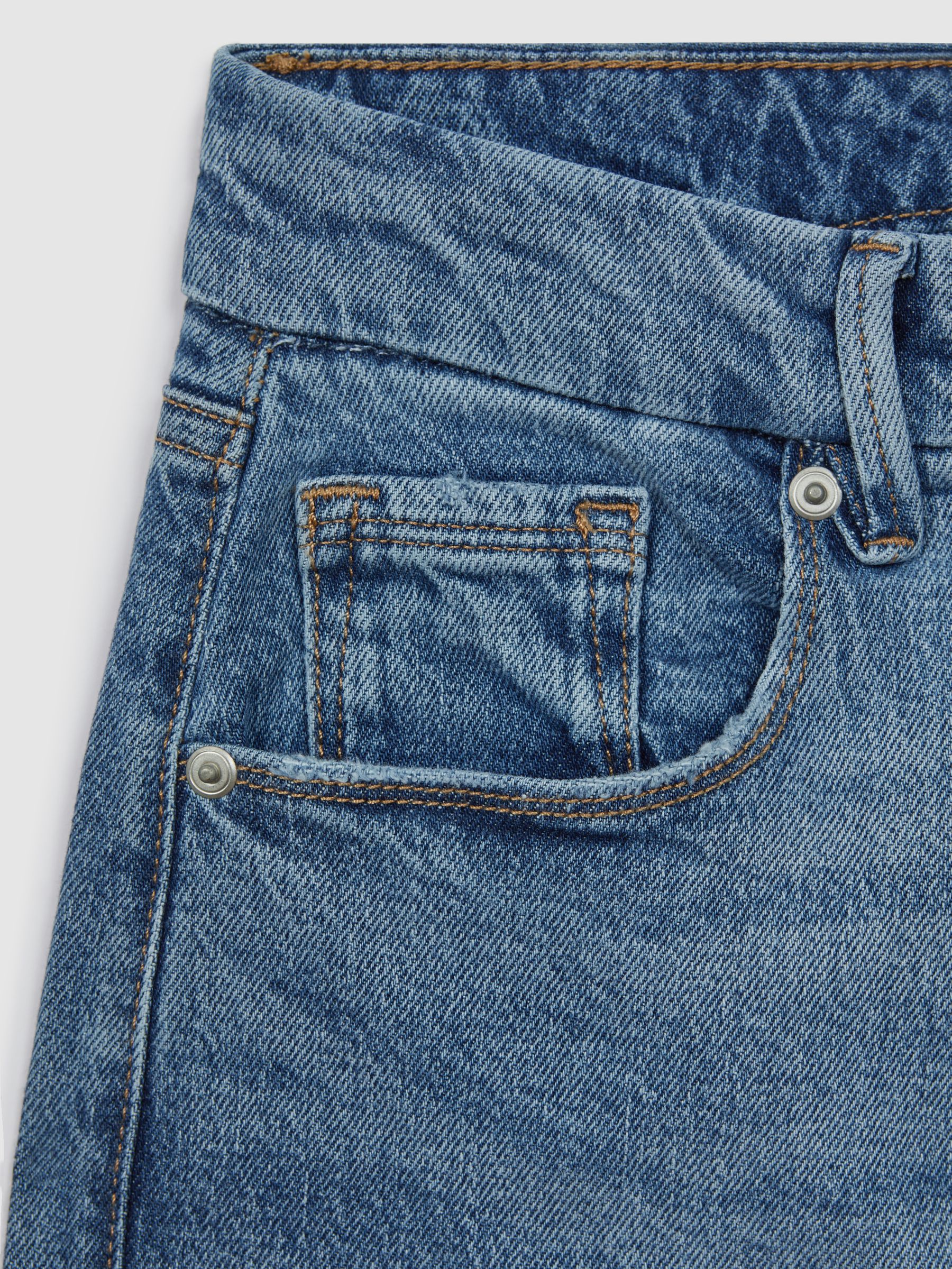 Good American Distressed Straight Leg Jeans in Indigo - Image 6 of 6