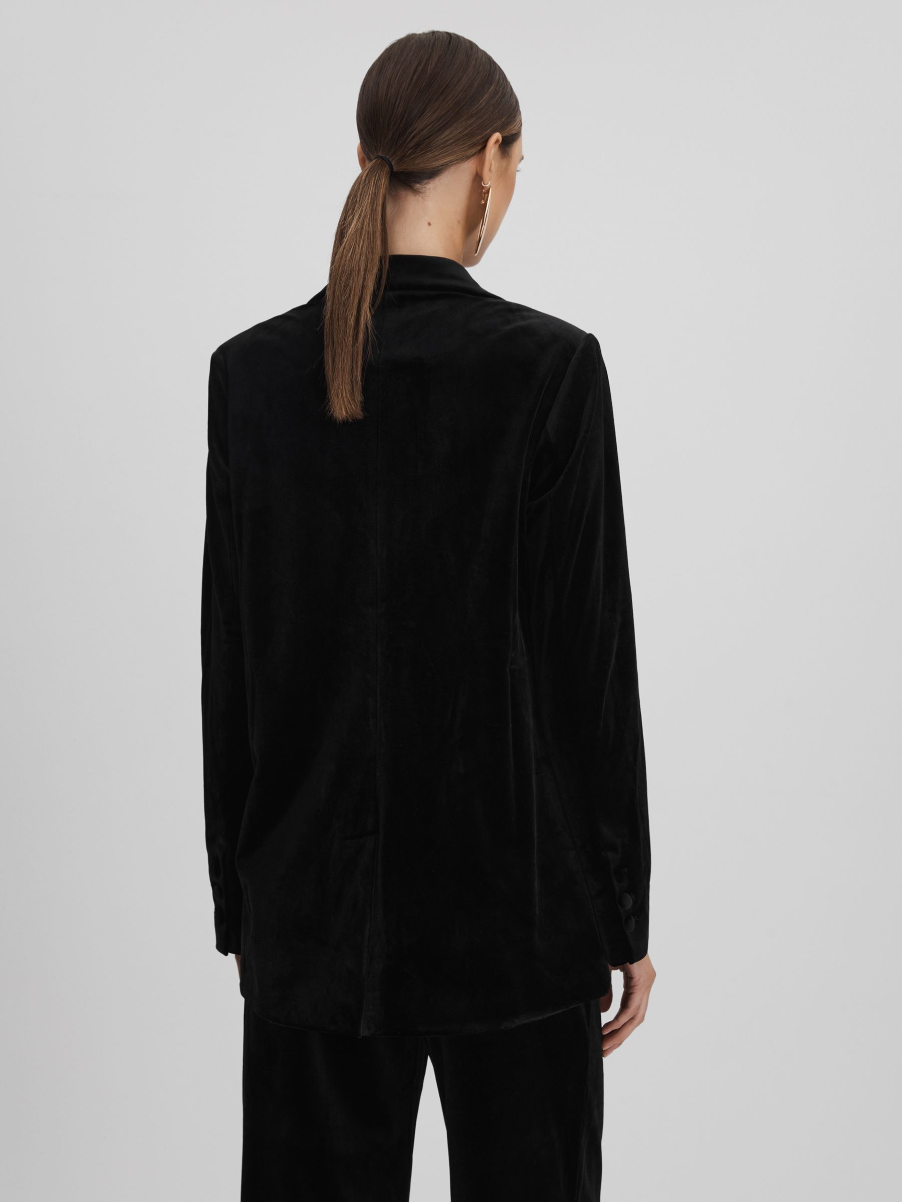 Good American Velvet Double Breasted Suit Blazer in Black - Image 5 of 6